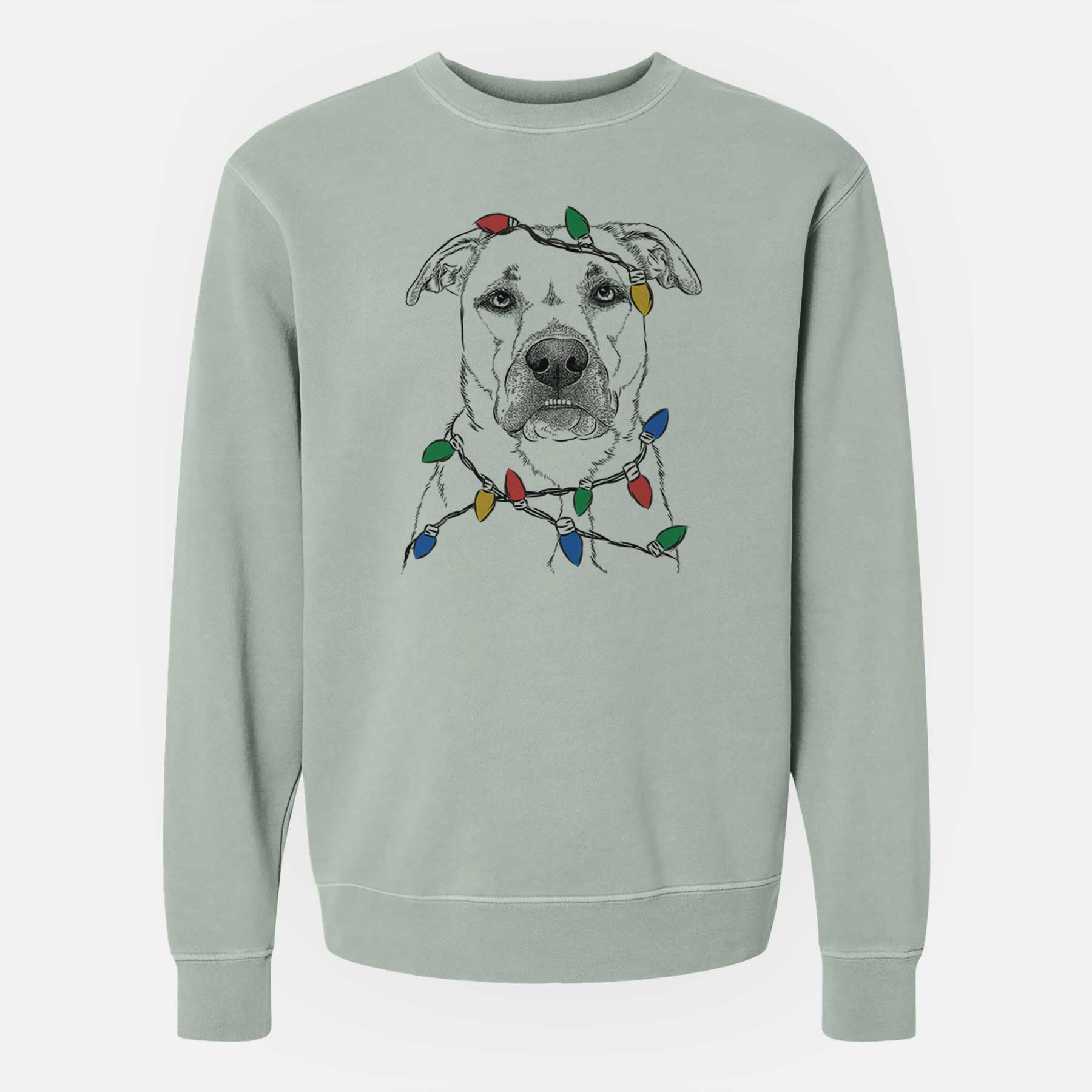 Christmas Lights Abby the Boxer Beagle Mix - Unisex Pigment Dyed Crew Sweatshirt