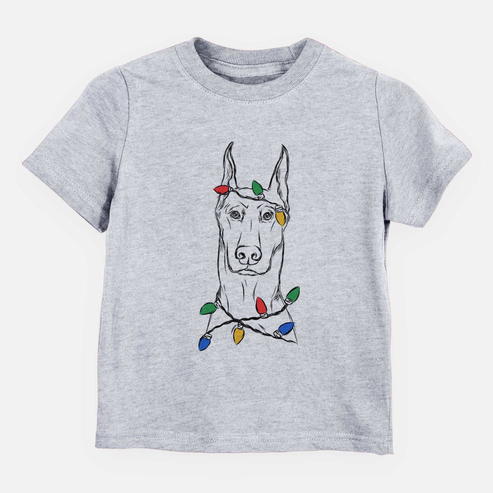 Christmas Lights Ace the Doberman Pinscher - Kids/Youth/Toddler Shirt