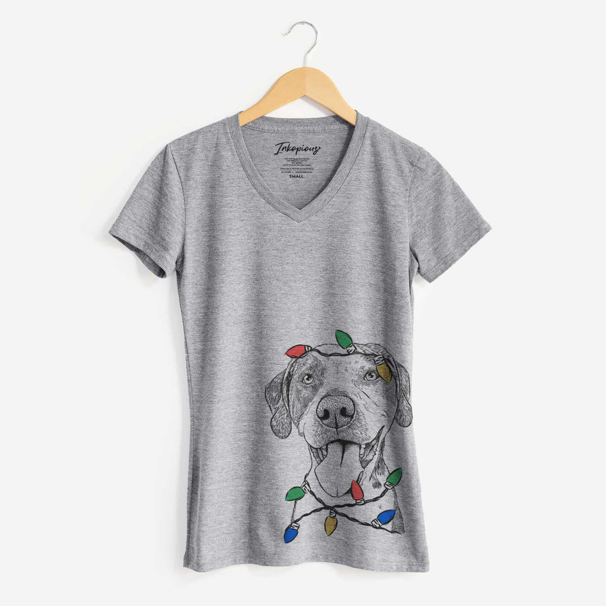 Christmas Lights Ace Boogie the Mixed Breed - Women's V-neck Shirt