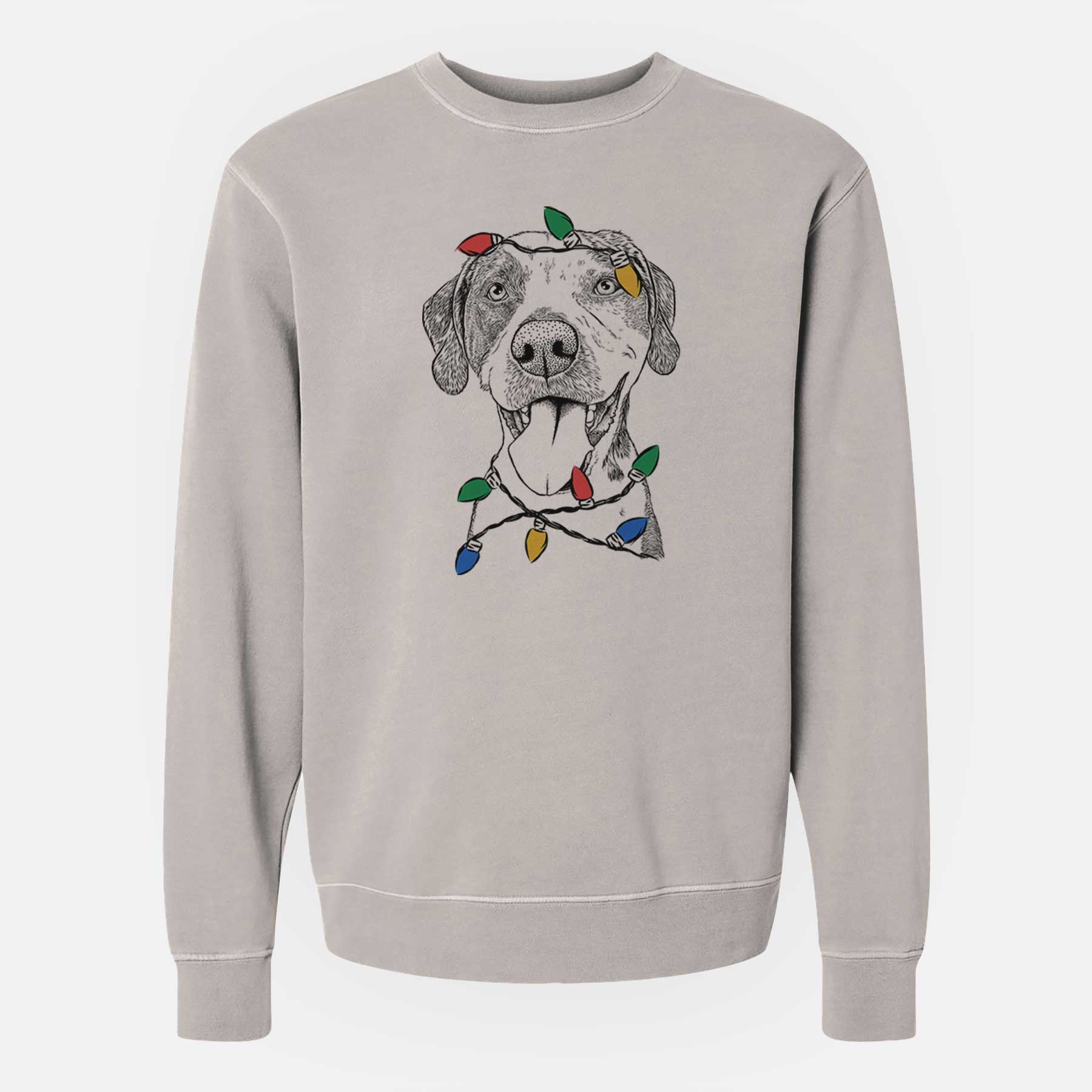 Christmas Lights Ace Boogie the Mixed Breed - Unisex Pigment Dyed Crew Sweatshirt