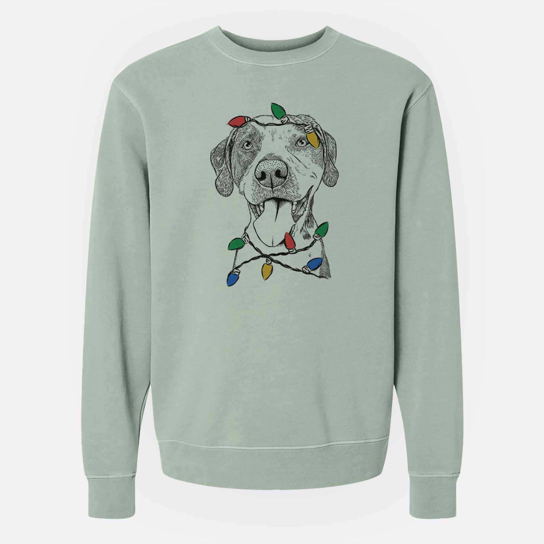 Christmas Lights Ace Boogie the Mixed Breed - Unisex Pigment Dyed Crew Sweatshirt