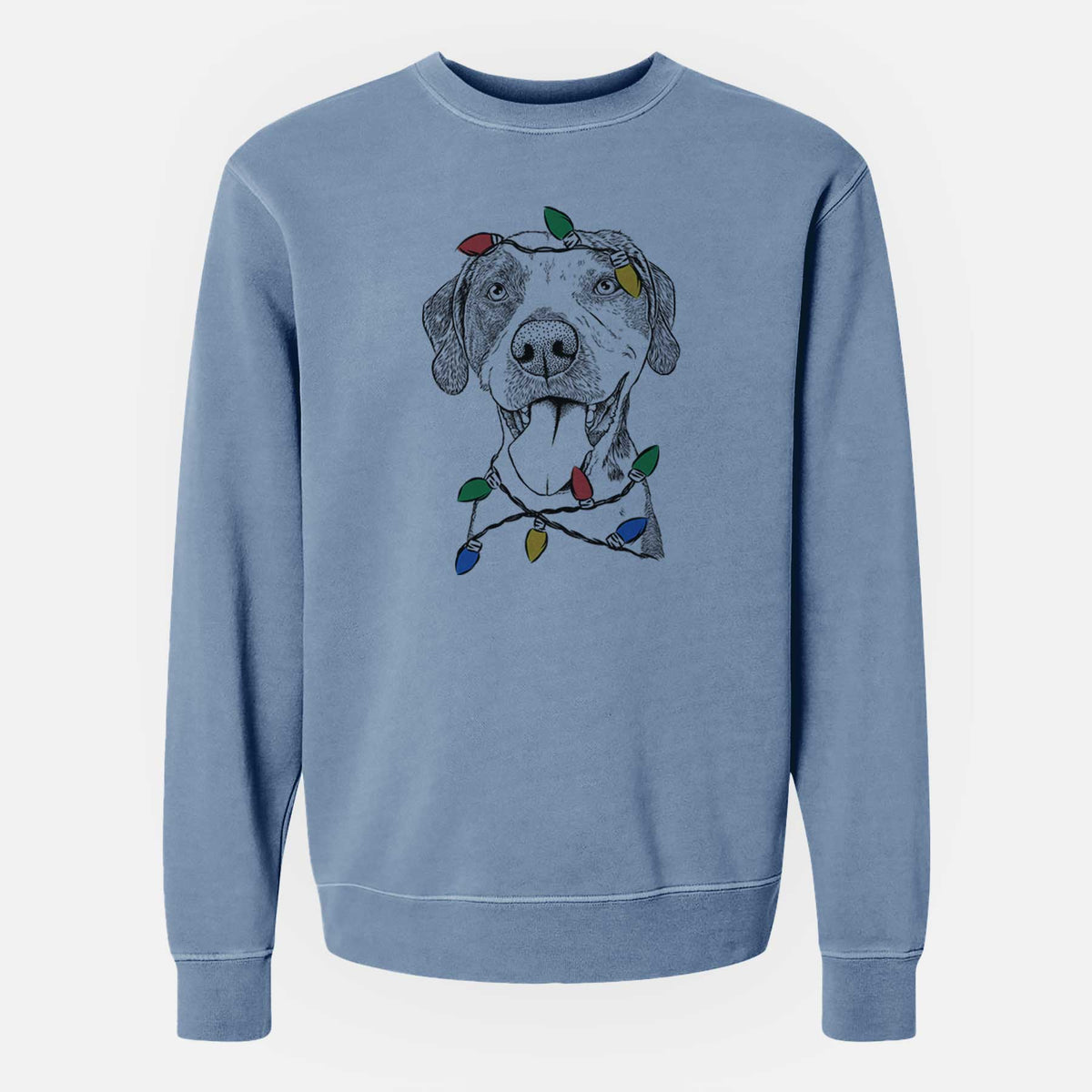 Christmas Lights Ace Boogie the Mixed Breed - Unisex Pigment Dyed Crew Sweatshirt