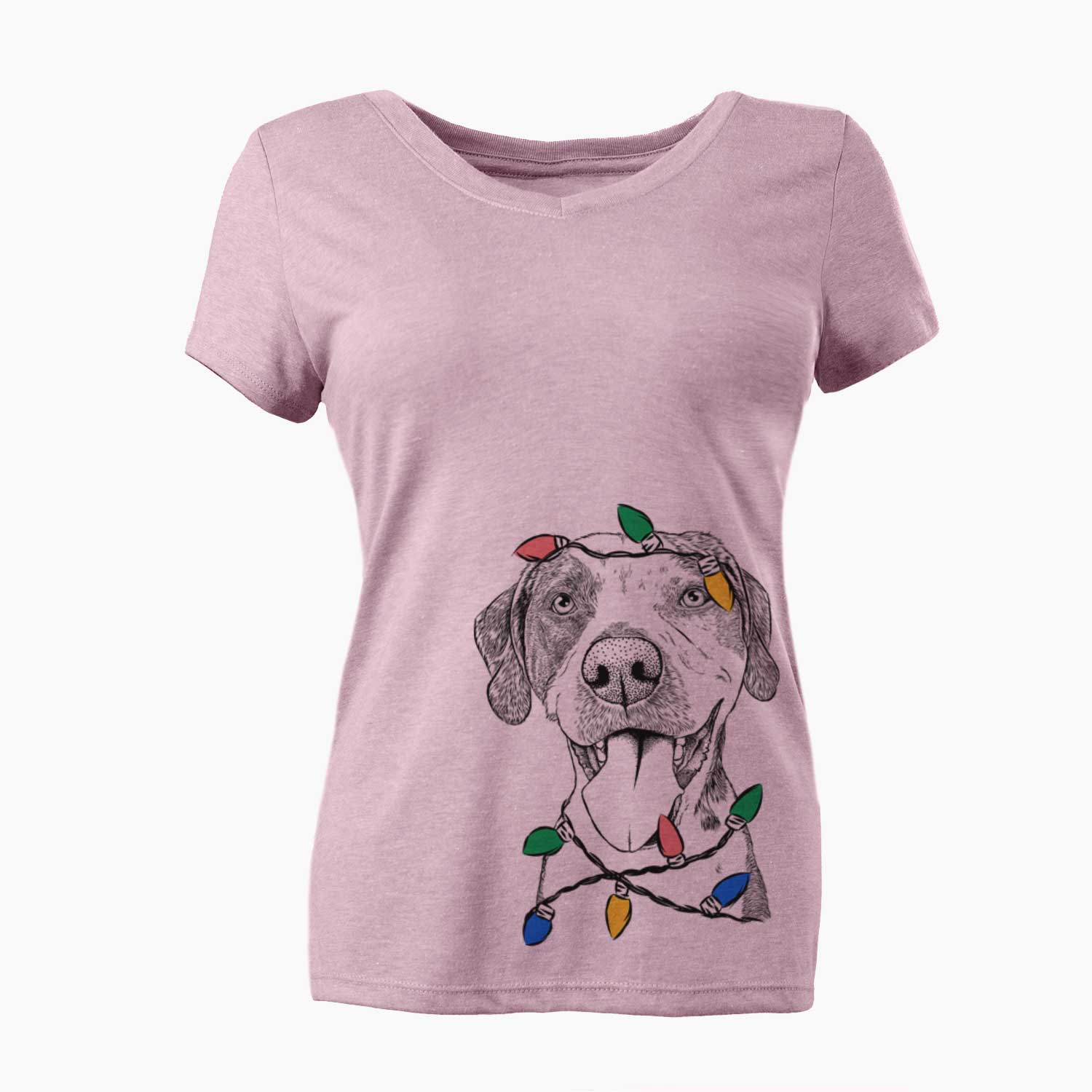 Christmas Lights Ace Boogie the Mixed Breed - Women's V-neck Shirt