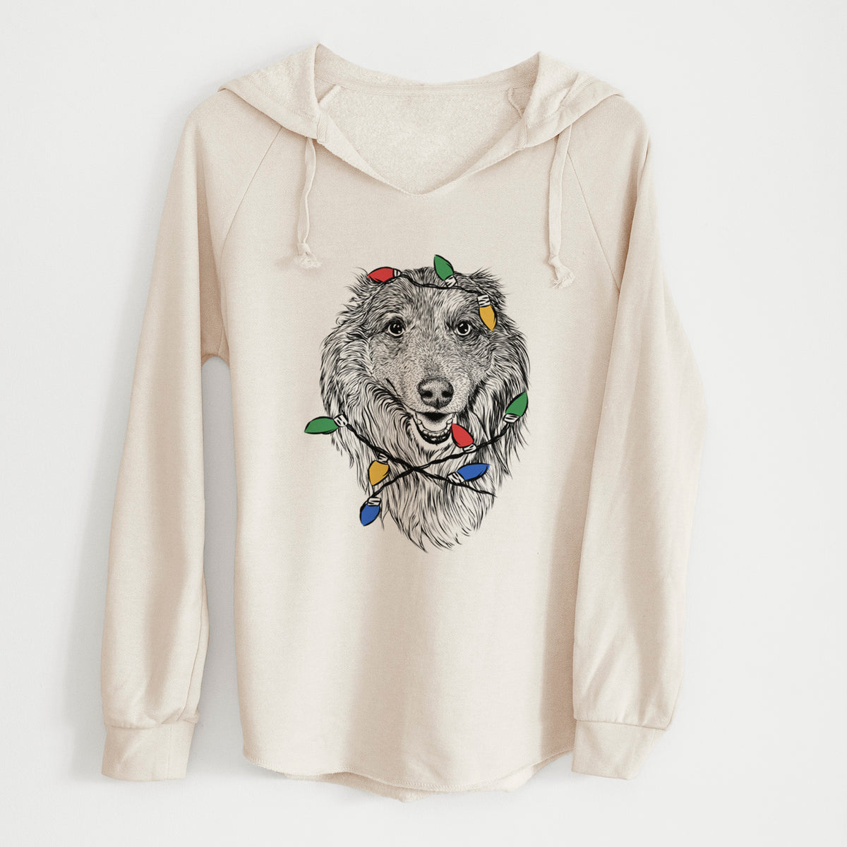Christmas Lights Addie the Collie Mix - Cali Wave Hooded Sweatshirt