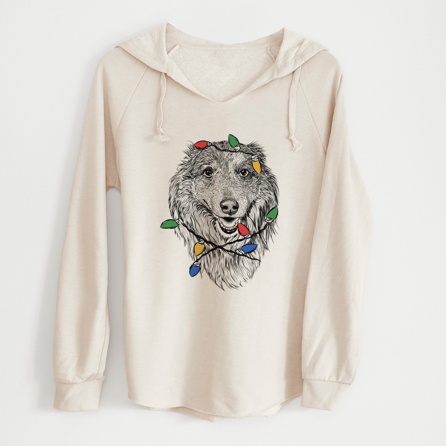 Christmas Lights Addie the Collie Mix - Cali Wave Hooded Sweatshirt