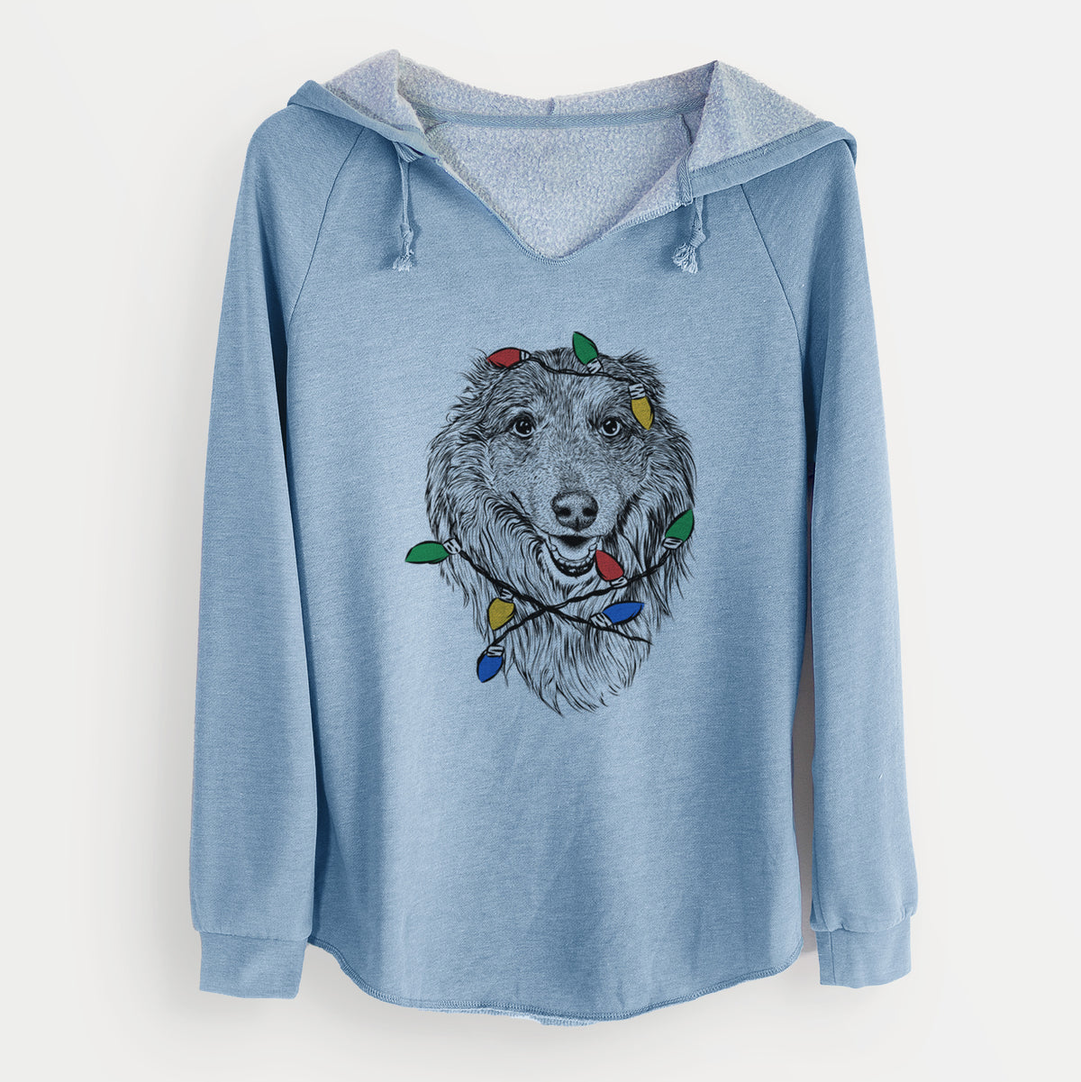 Christmas Lights Addie the Collie Mix - Cali Wave Hooded Sweatshirt