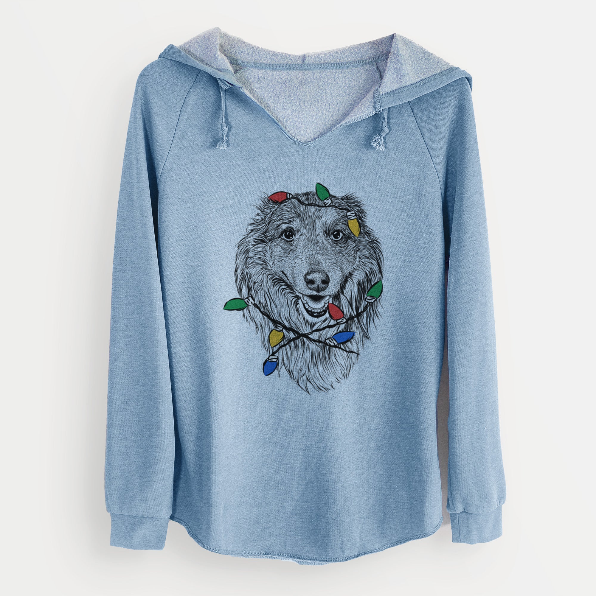Christmas Lights Addie the Collie Mix - Cali Wave Hooded Sweatshirt