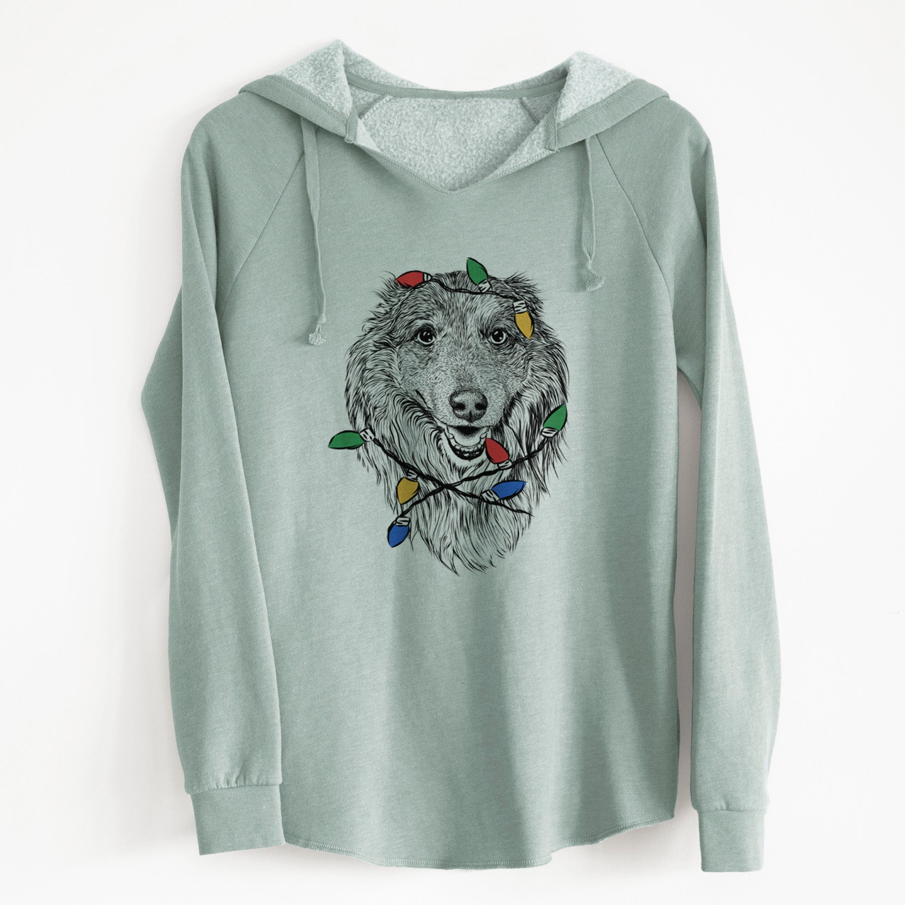 Christmas Lights Addie the Collie Mix - Cali Wave Hooded Sweatshirt