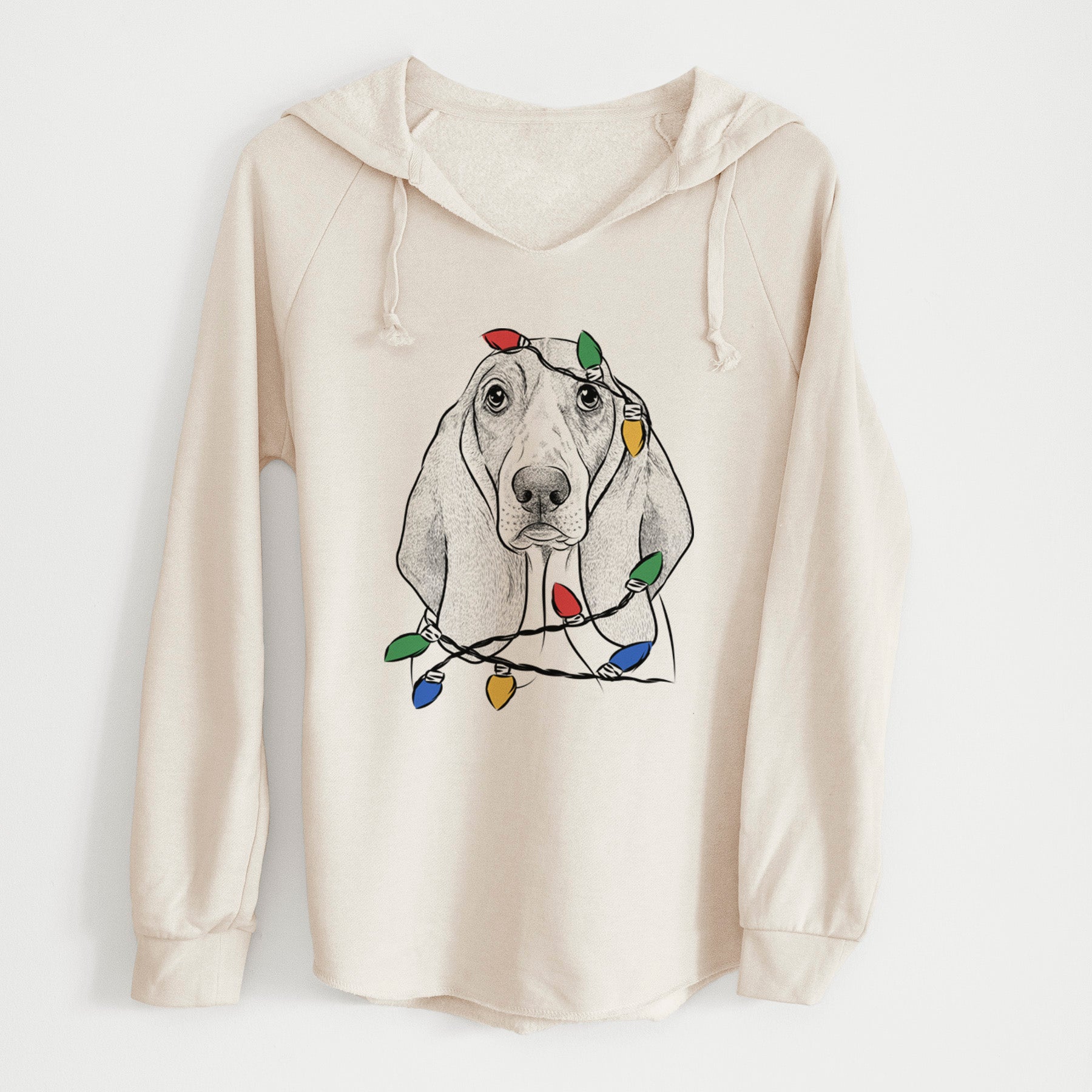 Christmas Lights Addison the Basset Hound - Cali Wave Hooded Sweatshirt