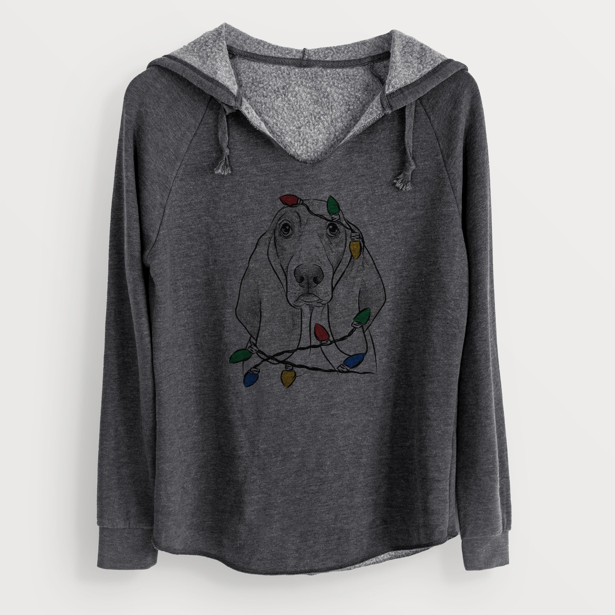 Christmas Lights Addison the Basset Hound - Cali Wave Hooded Sweatshirt