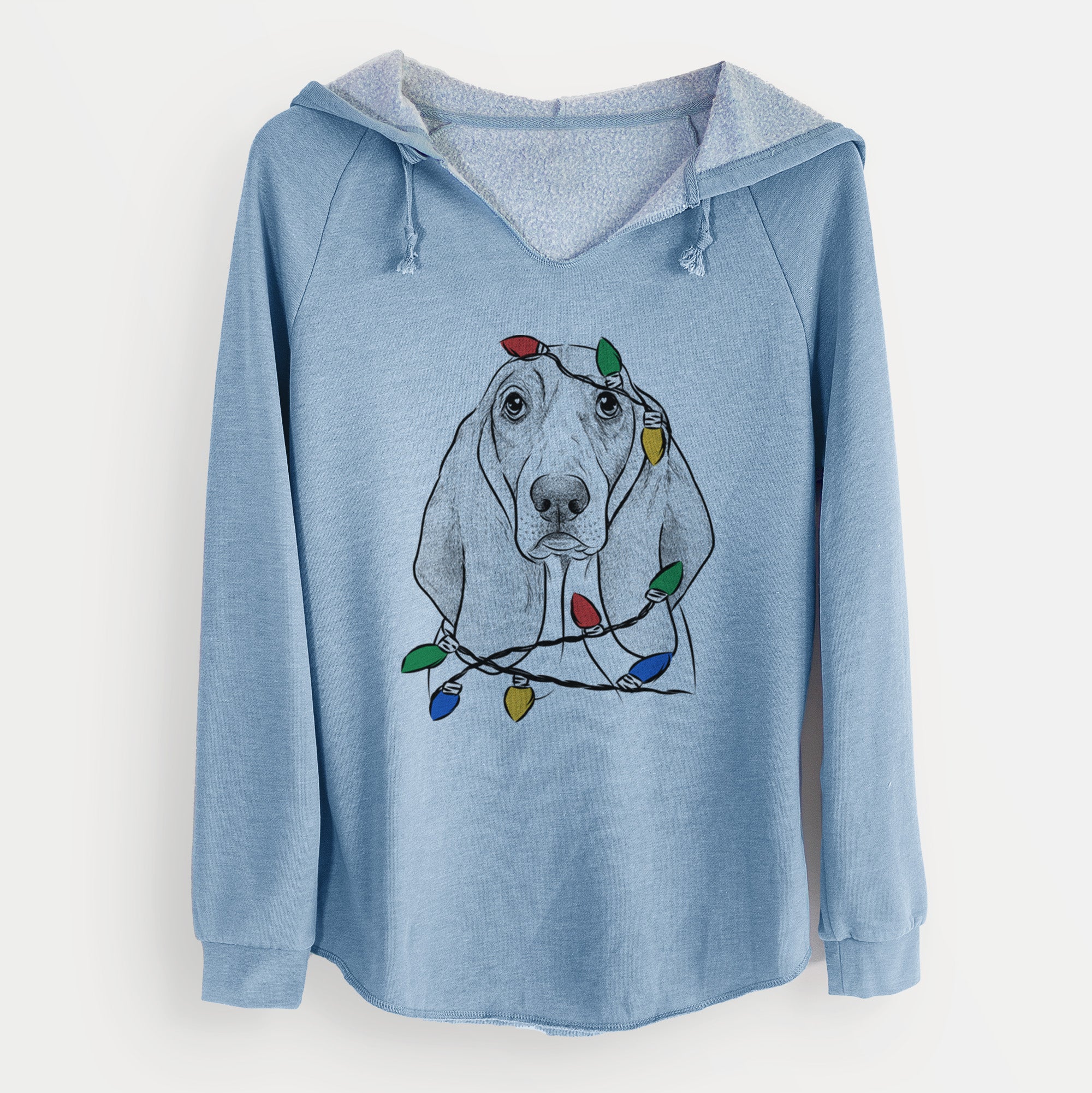 Christmas Lights Addison the Basset Hound - Cali Wave Hooded Sweatshirt