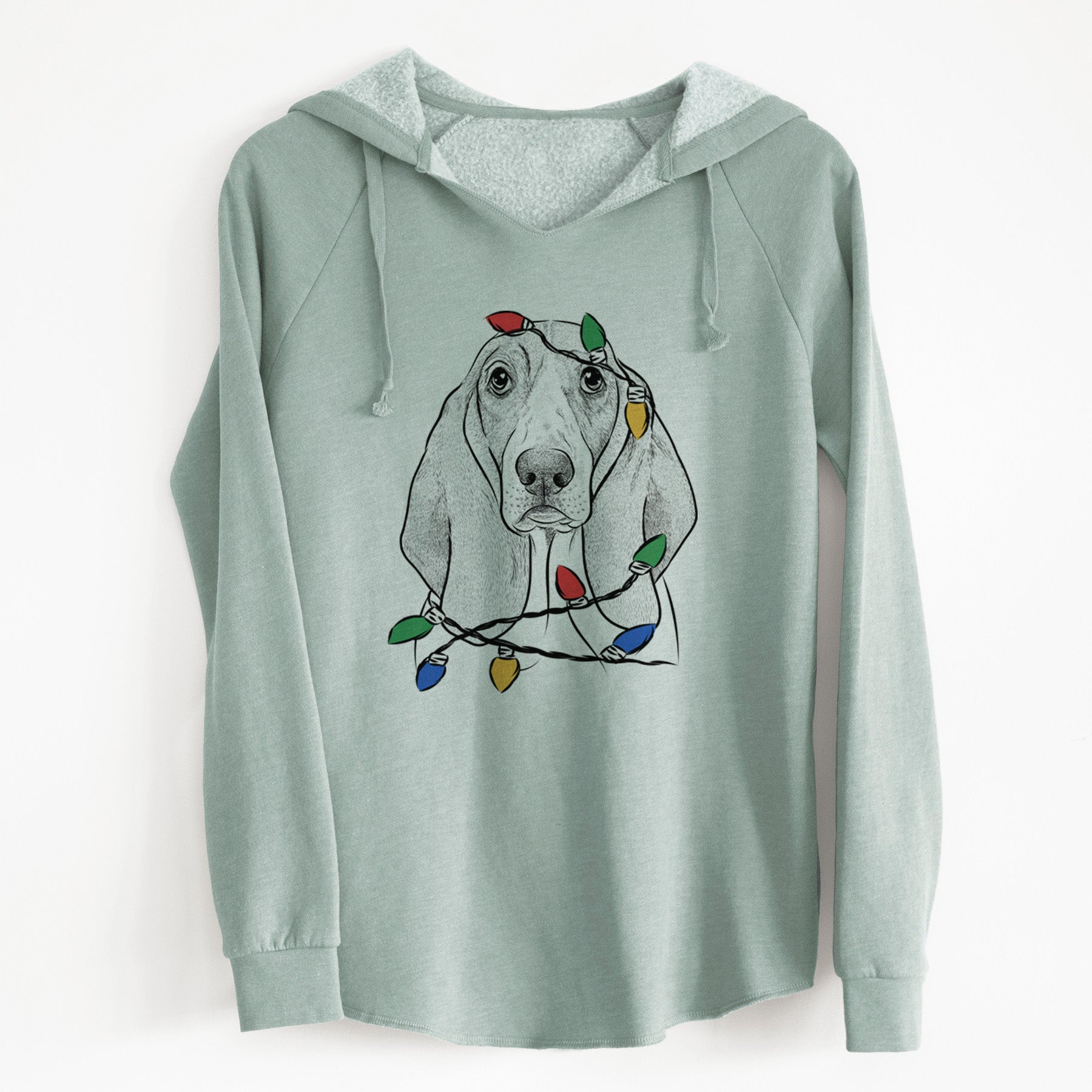 Christmas Lights Addison the Basset Hound - Cali Wave Hooded Sweatshirt