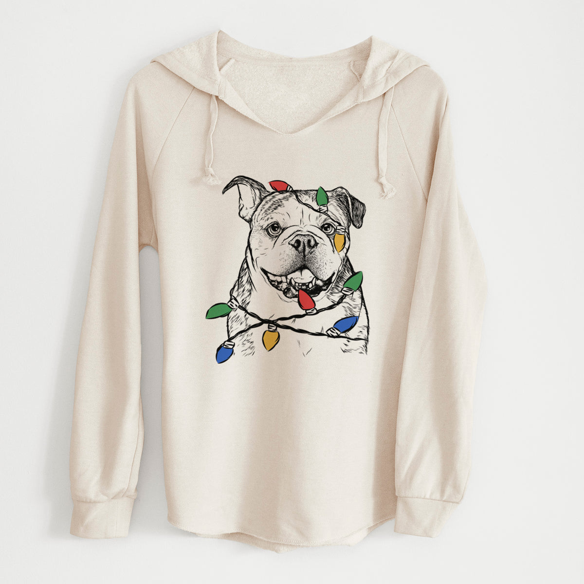 Christmas Lights Agatha the Boston Bulldog - Cali Wave Hooded Sweatshirt