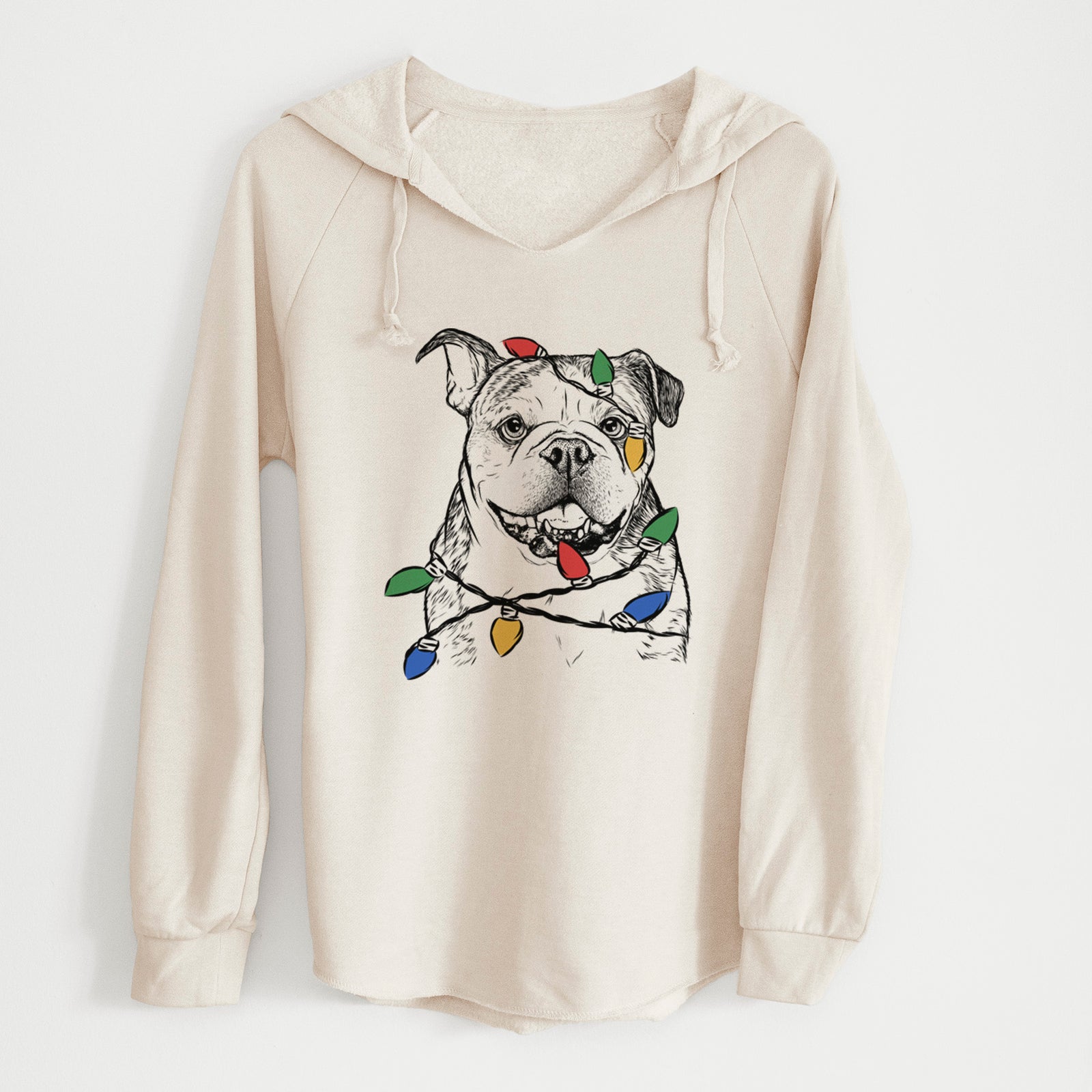 Christmas Lights Agatha the Boston Bulldog - Cali Wave Hooded Sweatshirt