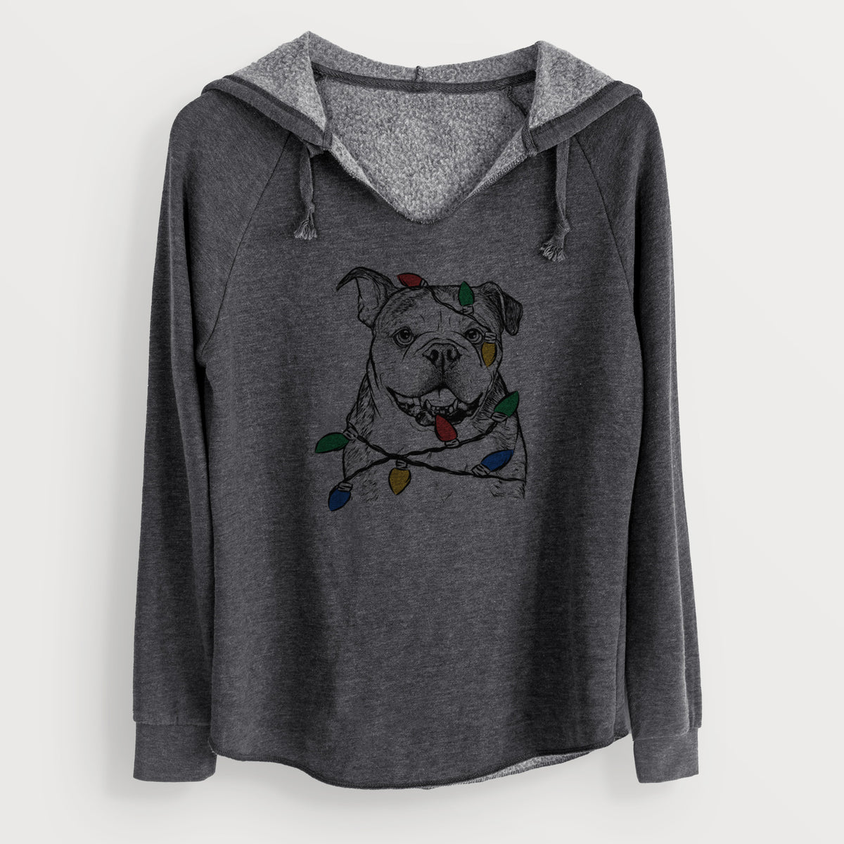 Christmas Lights Agatha the Boston Bulldog - Cali Wave Hooded Sweatshirt