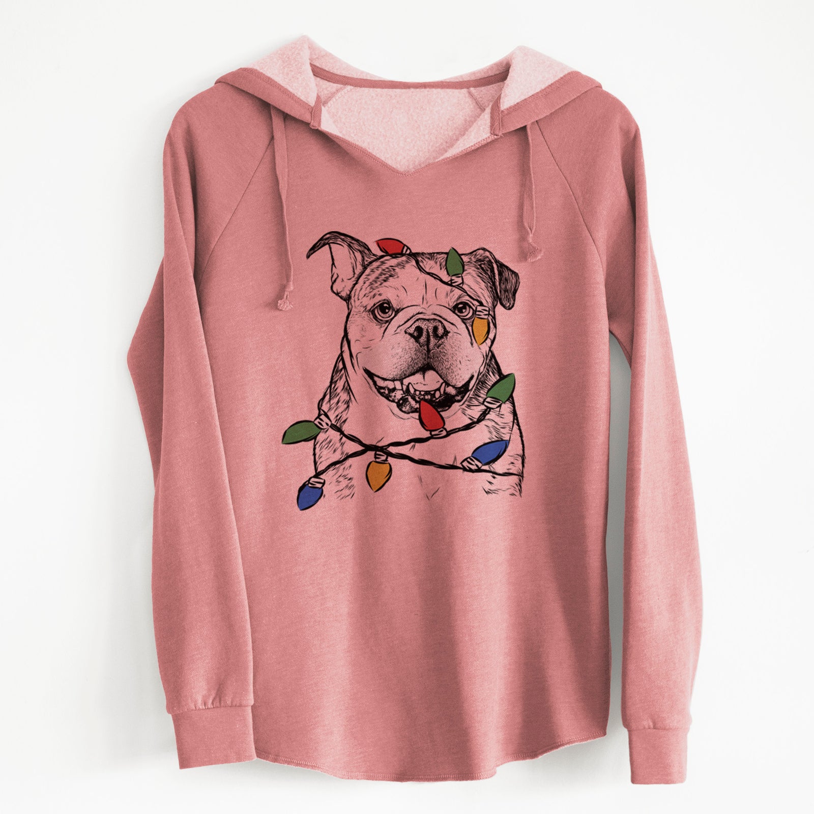 Christmas Lights Agatha the Boston Bulldog - Cali Wave Hooded Sweatshirt