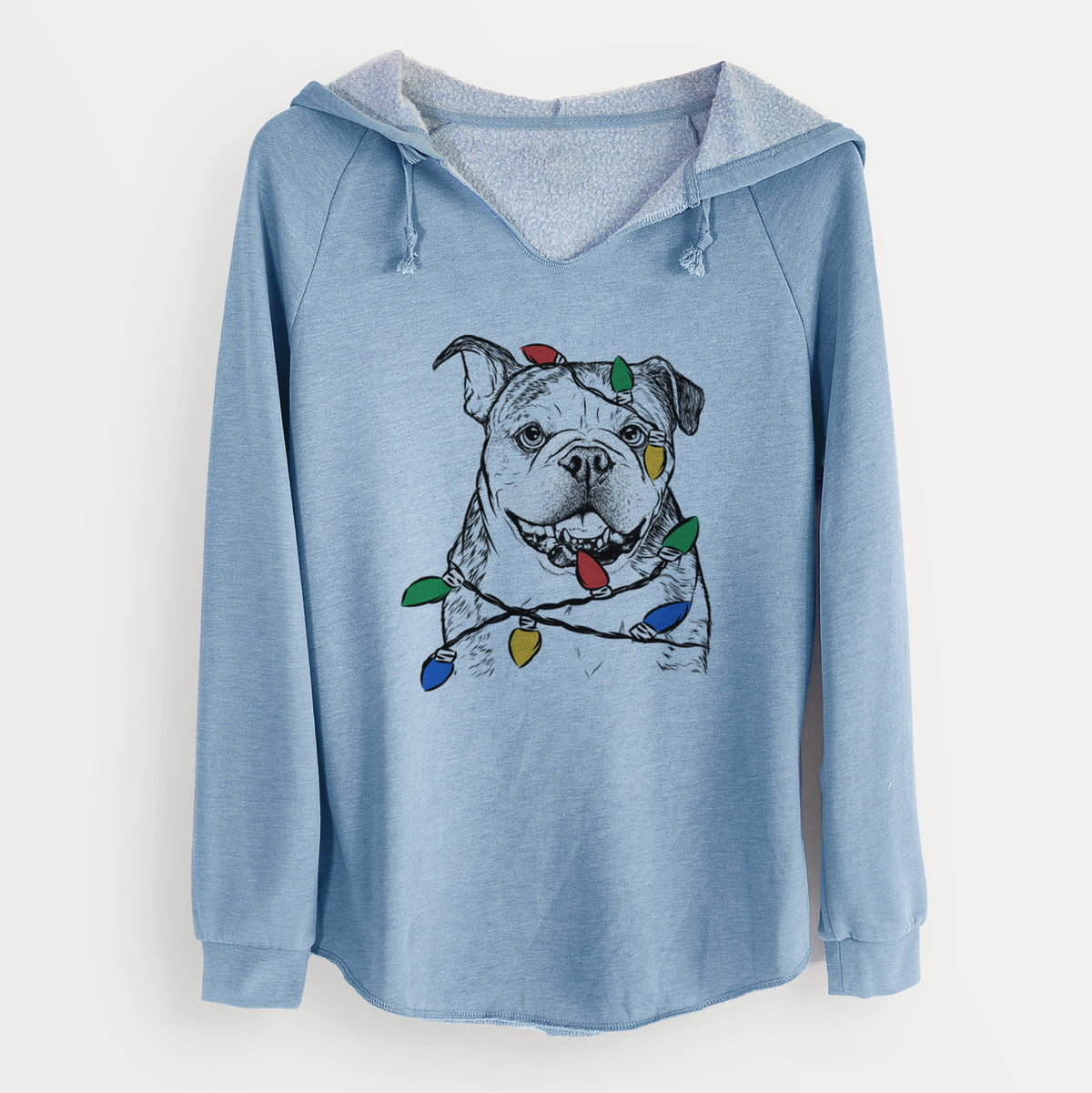 Christmas Lights Agatha the Boston Bulldog - Cali Wave Hooded Sweatshirt
