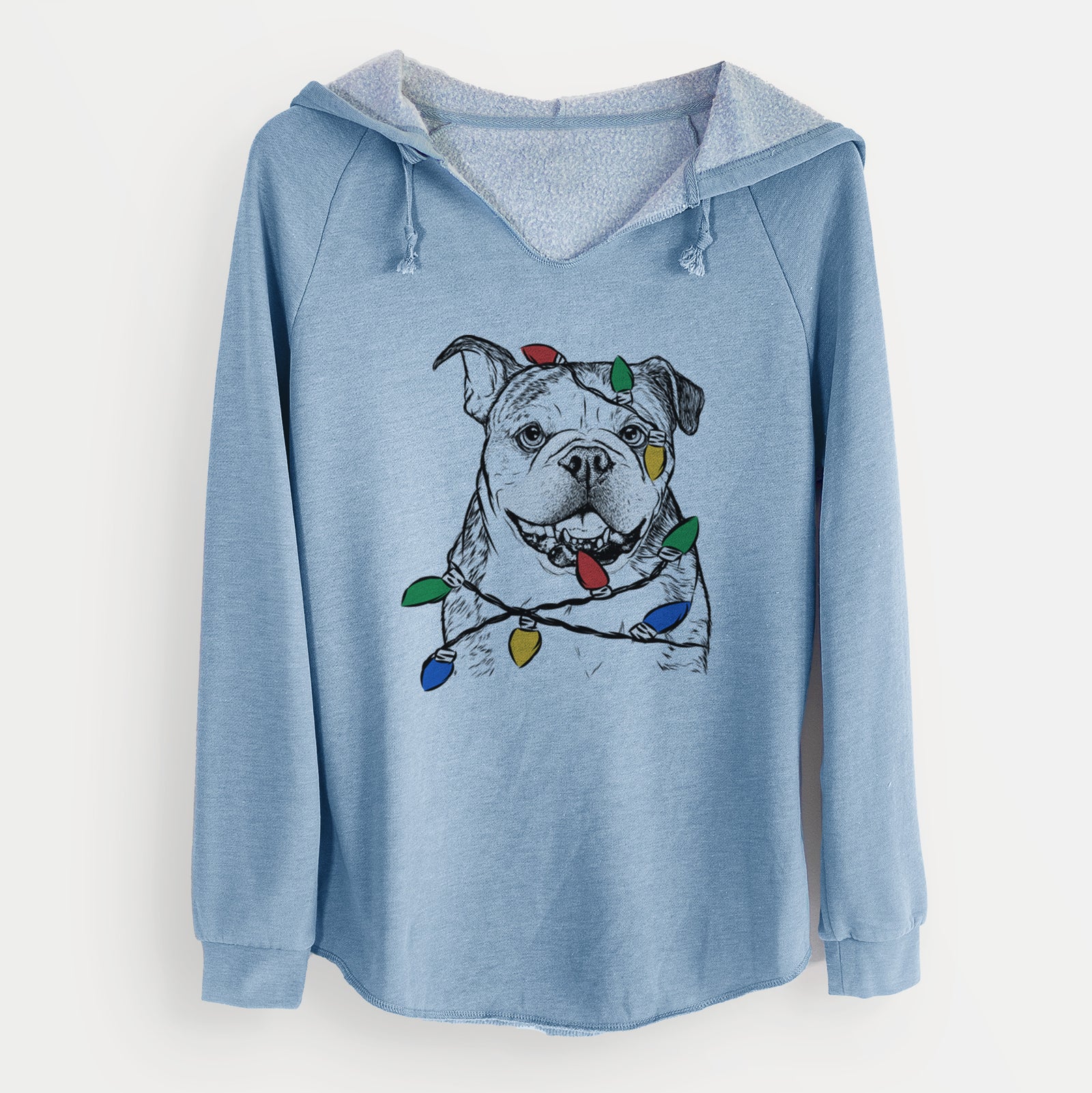 Christmas Lights Agatha the Boston Bulldog - Cali Wave Hooded Sweatshirt