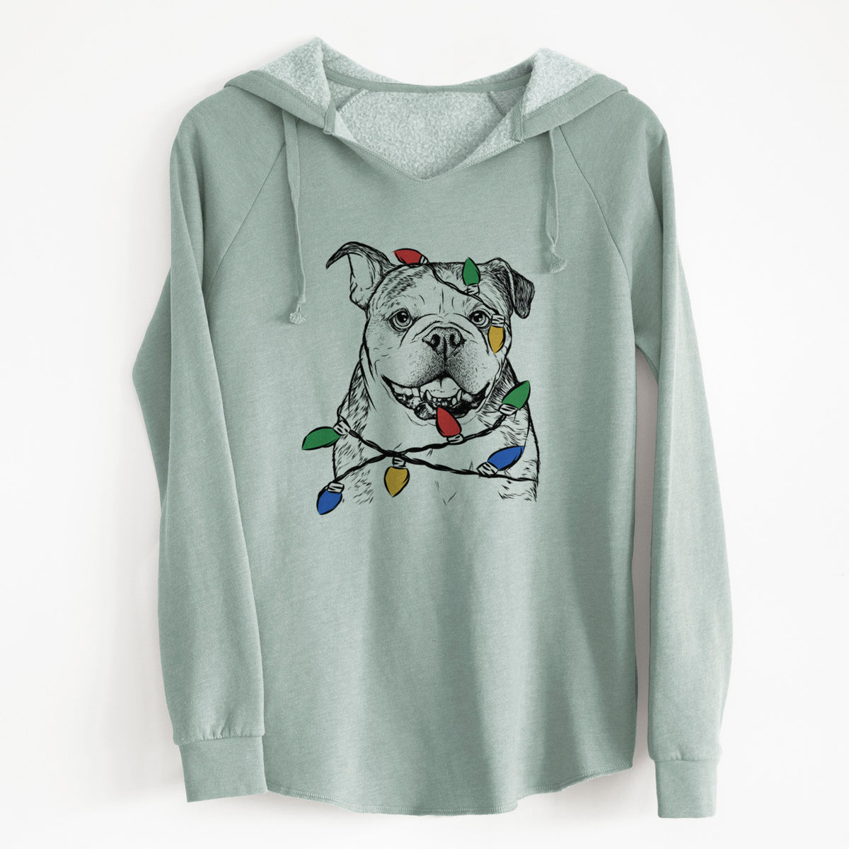Christmas Lights Agatha the Boston Bulldog - Cali Wave Hooded Sweatshirt