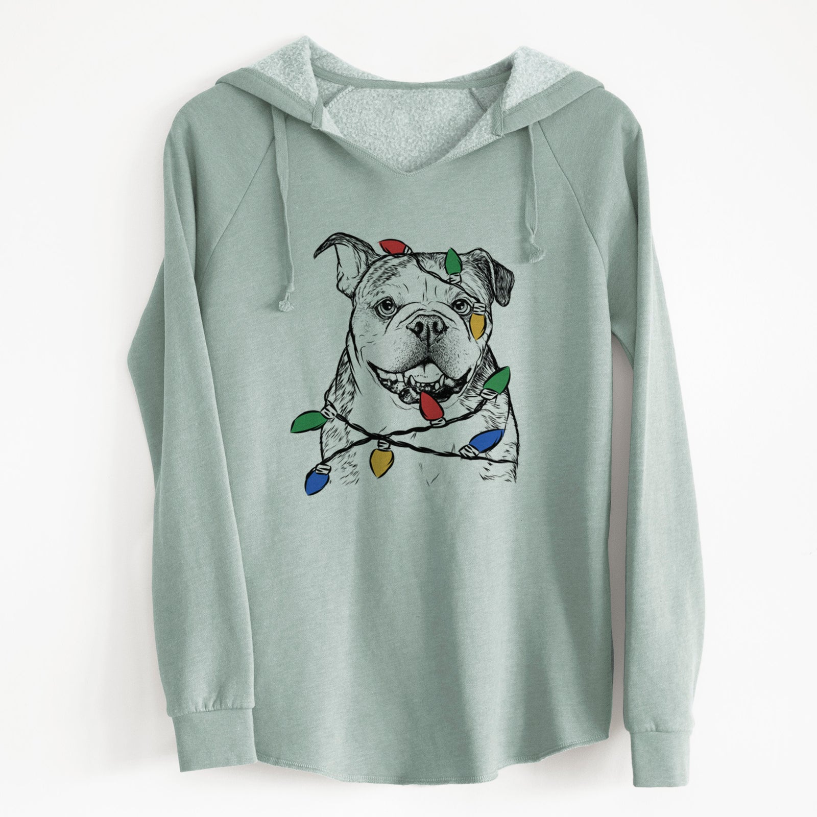 Christmas Lights Agatha the Boston Bulldog - Cali Wave Hooded Sweatshirt