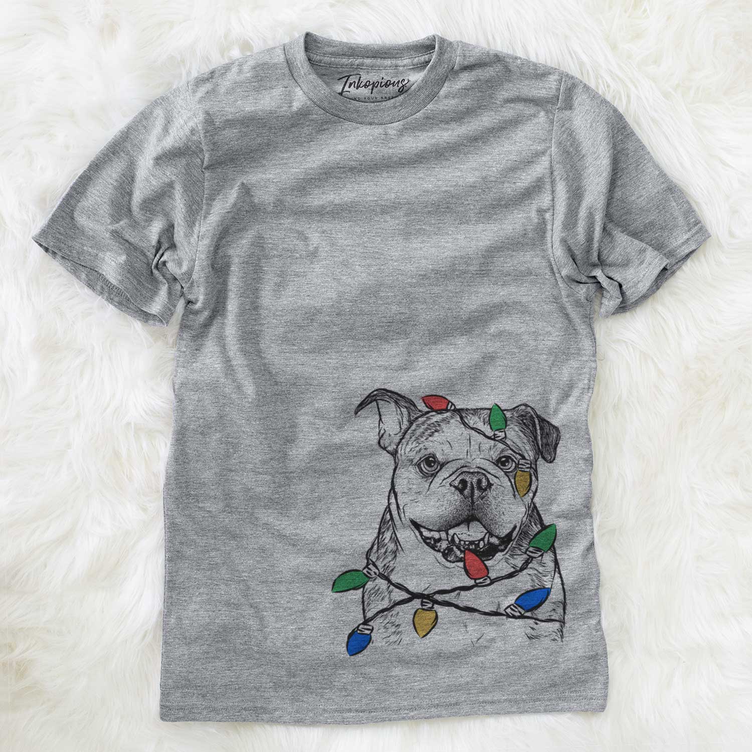 Christmas Lights Agatha the Boston Bulldog - Unisex Crewneck