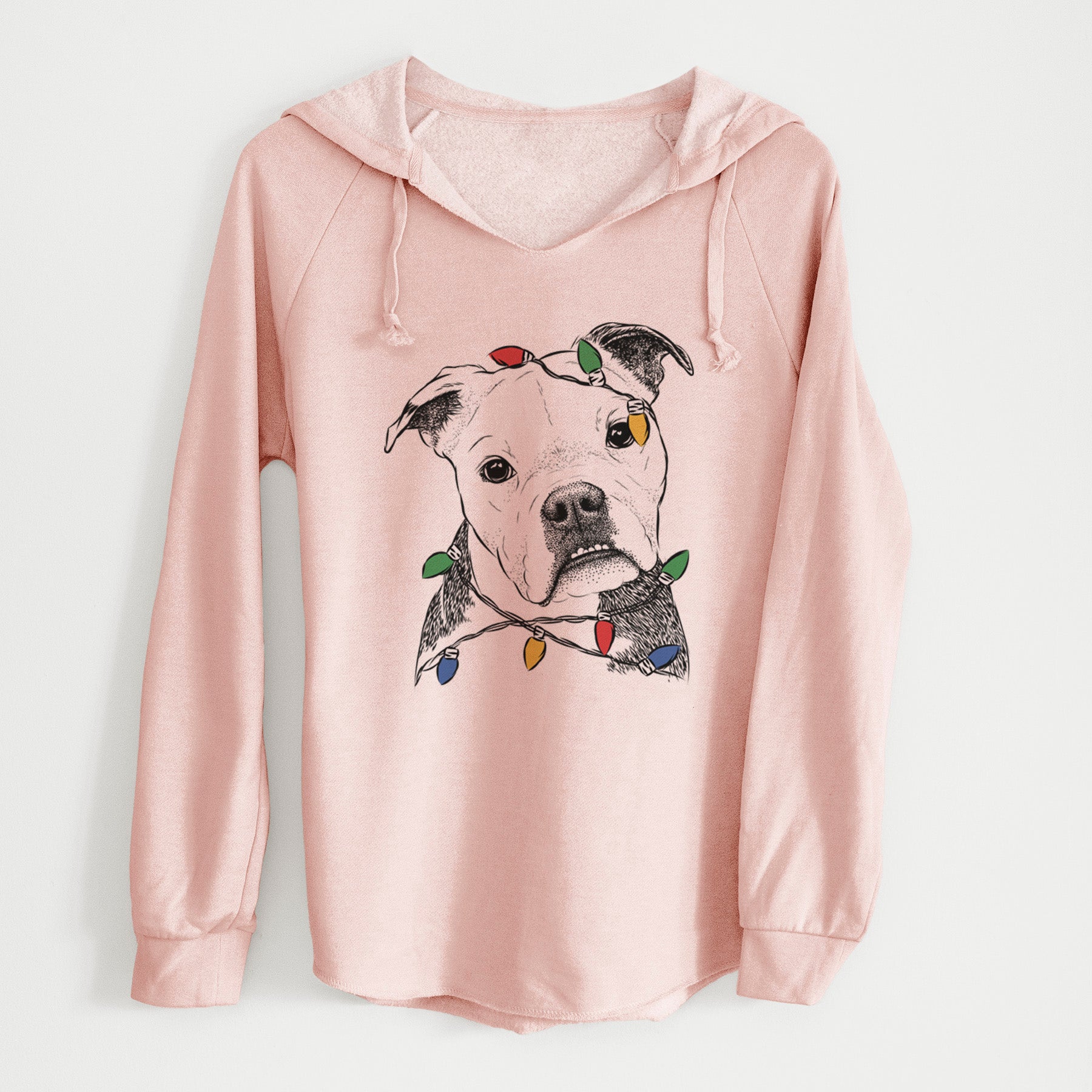 Christmas Lights Aggy the Olde English Bulldogge - Cali Wave Hooded Sweatshirt