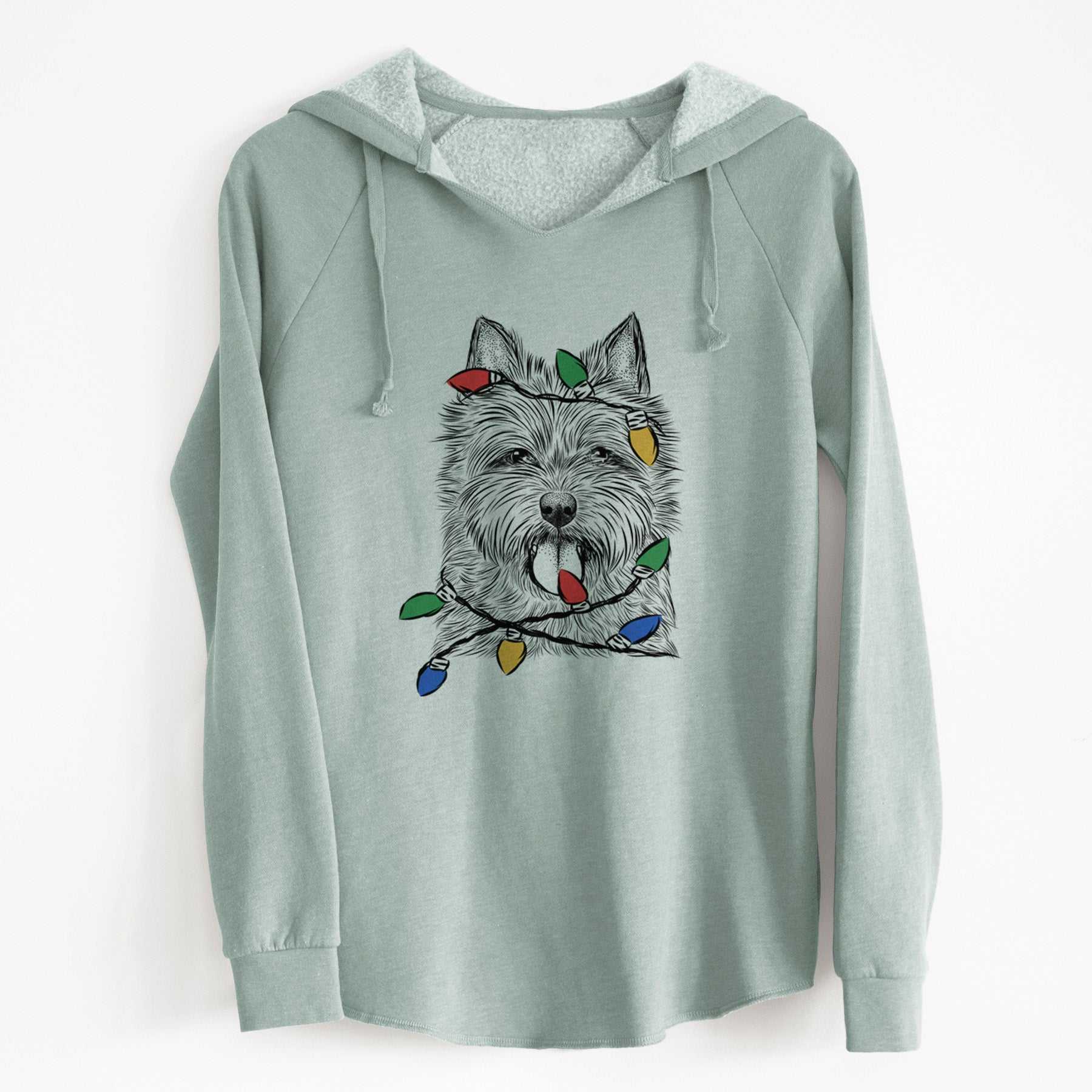 Christmas Lights Alfie the Norwich Terrier - Cali Wave Hooded Sweatshirt