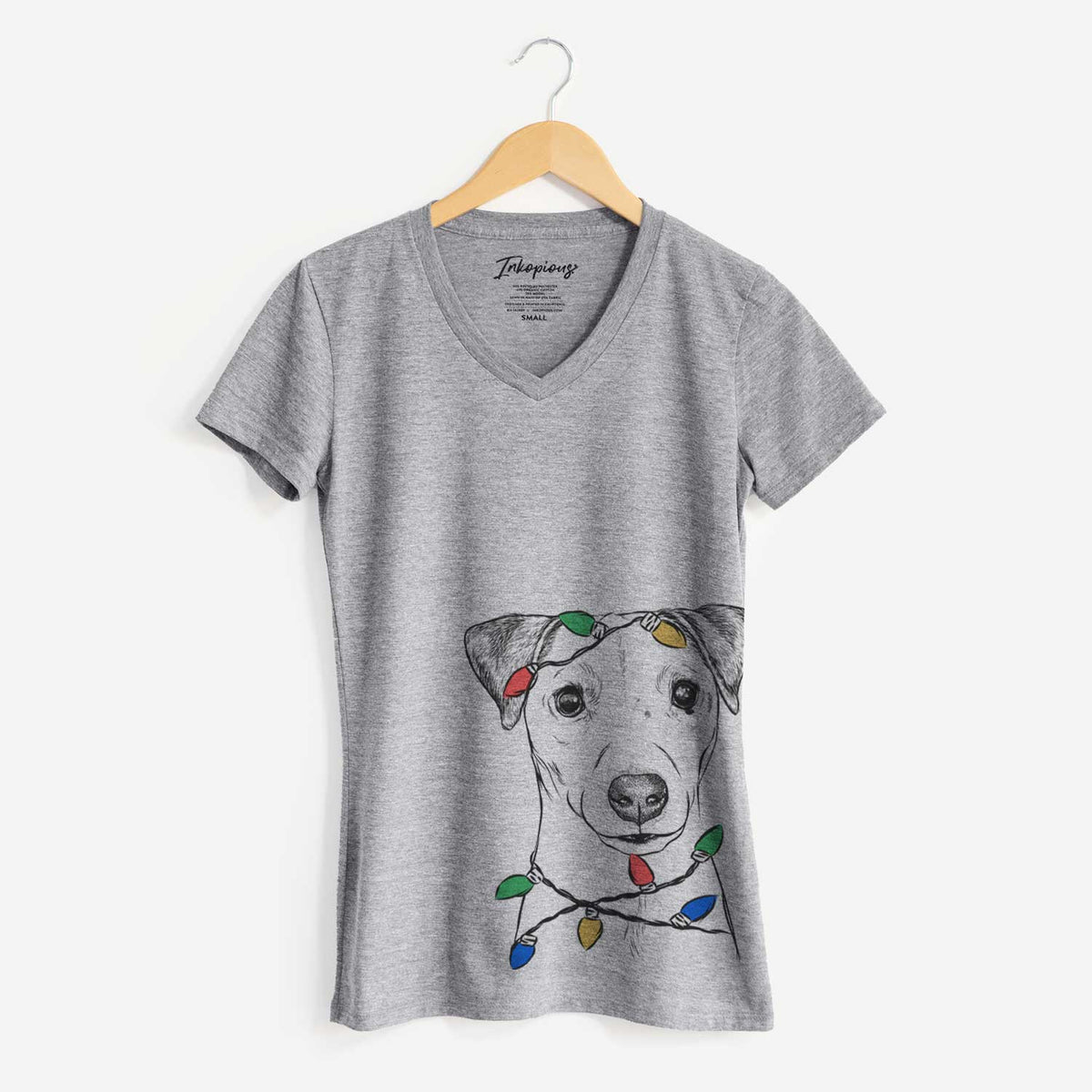 Christmas Lights Ally the Jack Russell Terrier - Women's V-neck Shirt