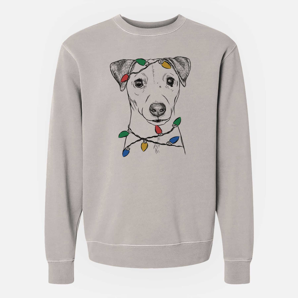 Christmas Lights Ally the Jack Russell Terrier - Unisex Pigment Dyed Crew Sweatshirt