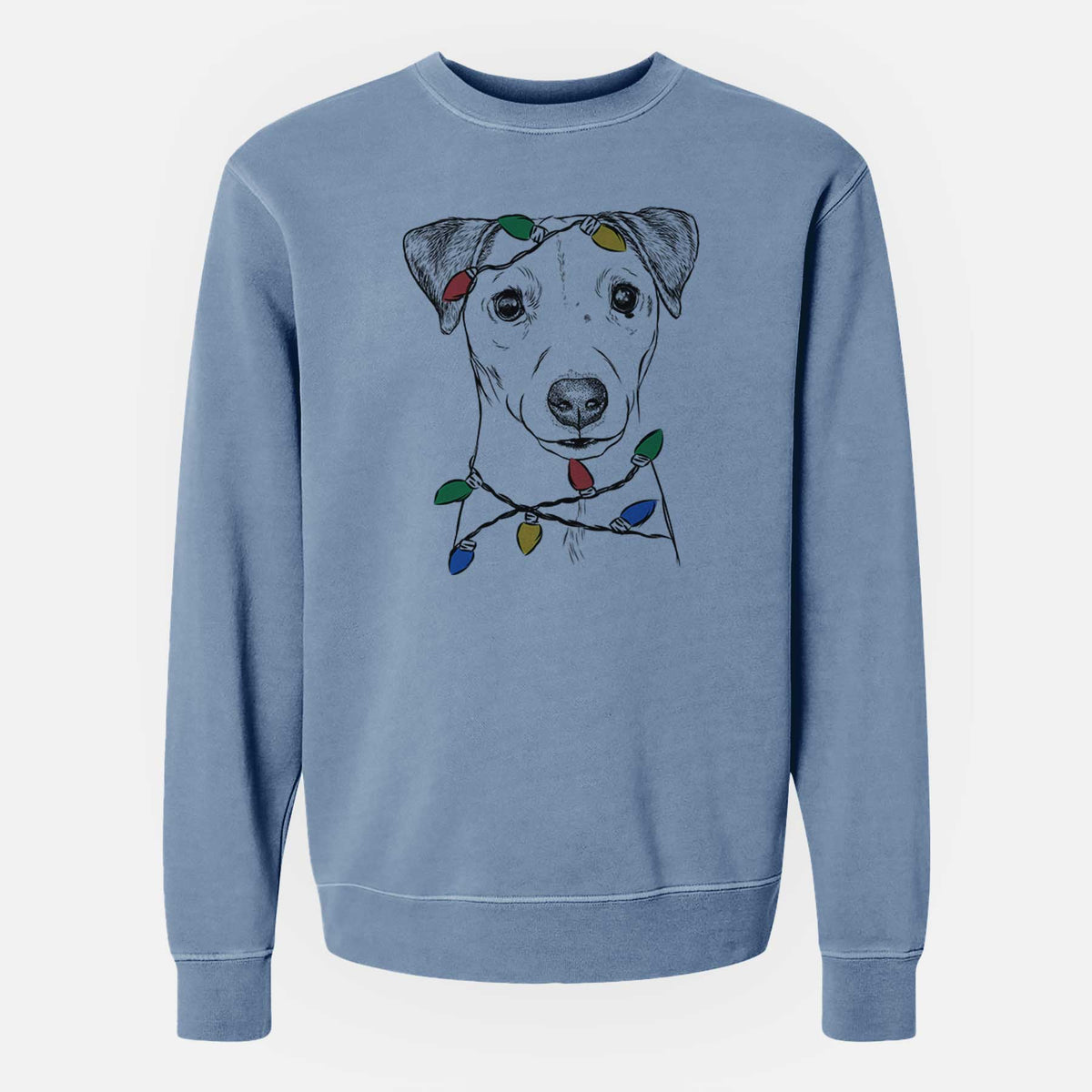 Christmas Lights Ally the Jack Russell Terrier - Unisex Pigment Dyed Crew Sweatshirt
