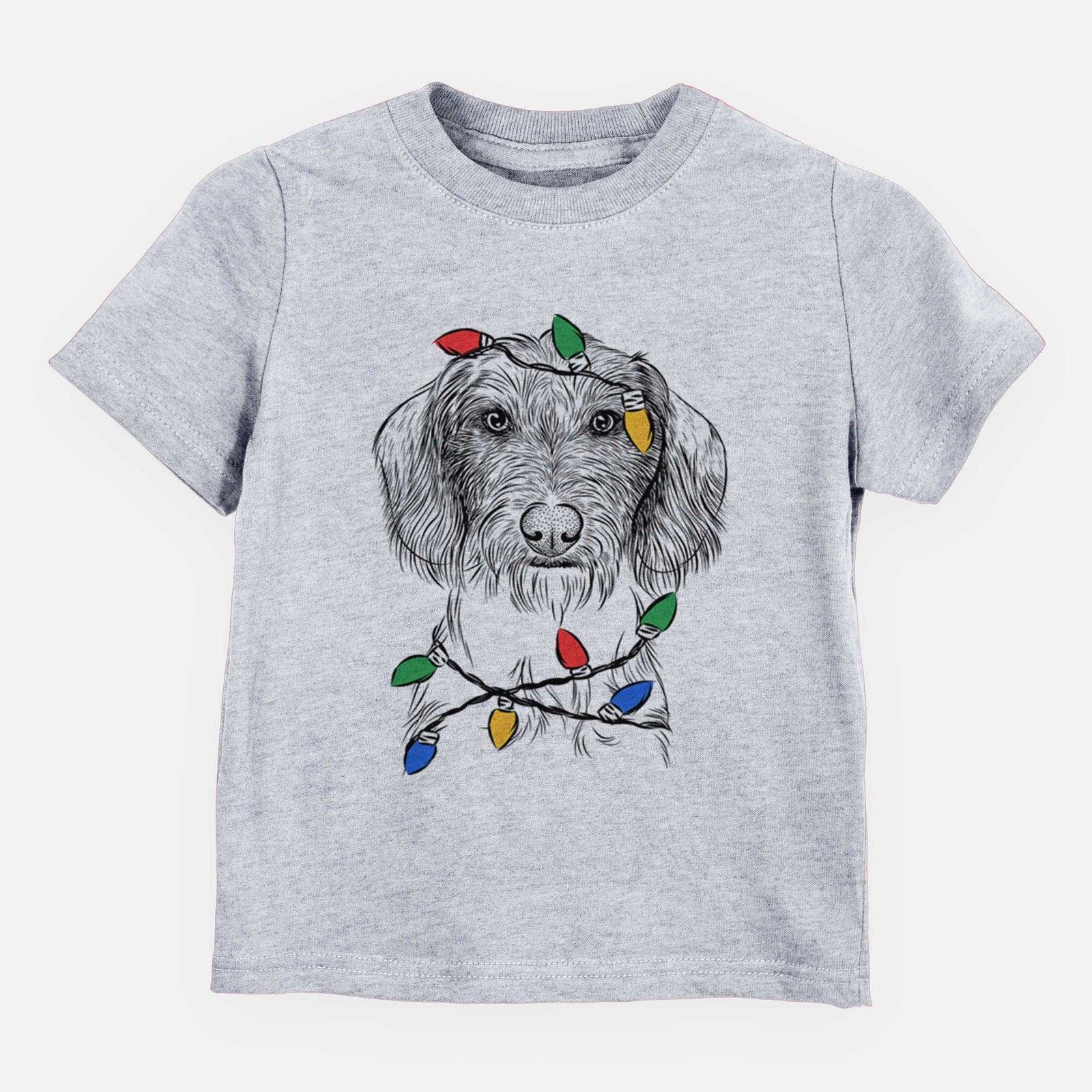 Christmas Lights Almond the Wirehaired Dachshund - Kids/Youth/Toddler Shirt