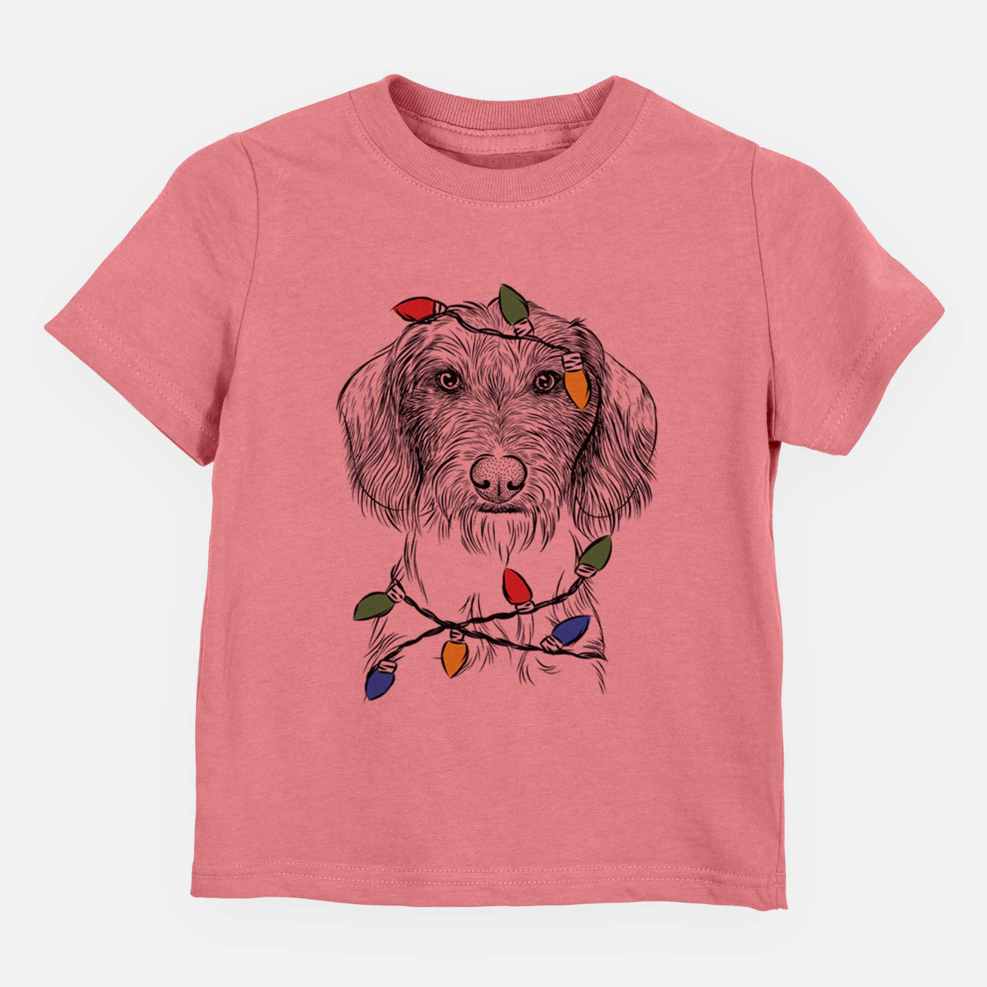 Christmas Lights Almond the Wirehaired Dachshund - Kids/Youth/Toddler Shirt