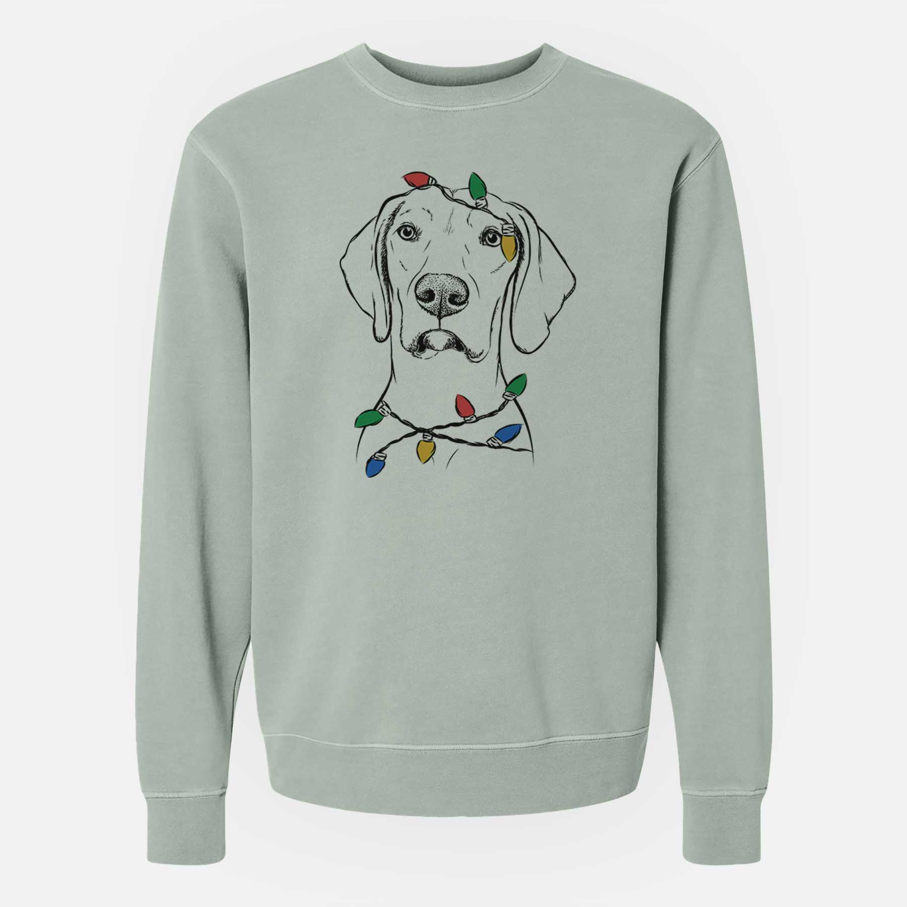 Christmas Lights Almond the Vizmaraner - Unisex Pigment Dyed Crew Sweatshirt