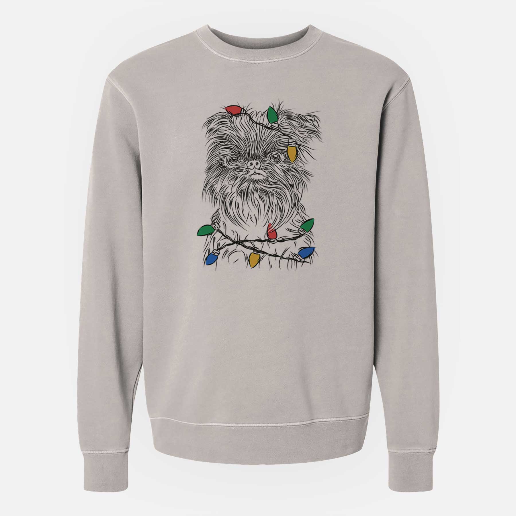 Christmas Lights Alo the Brussels Griffon - Unisex Pigment Dyed Crew Sweatshirt