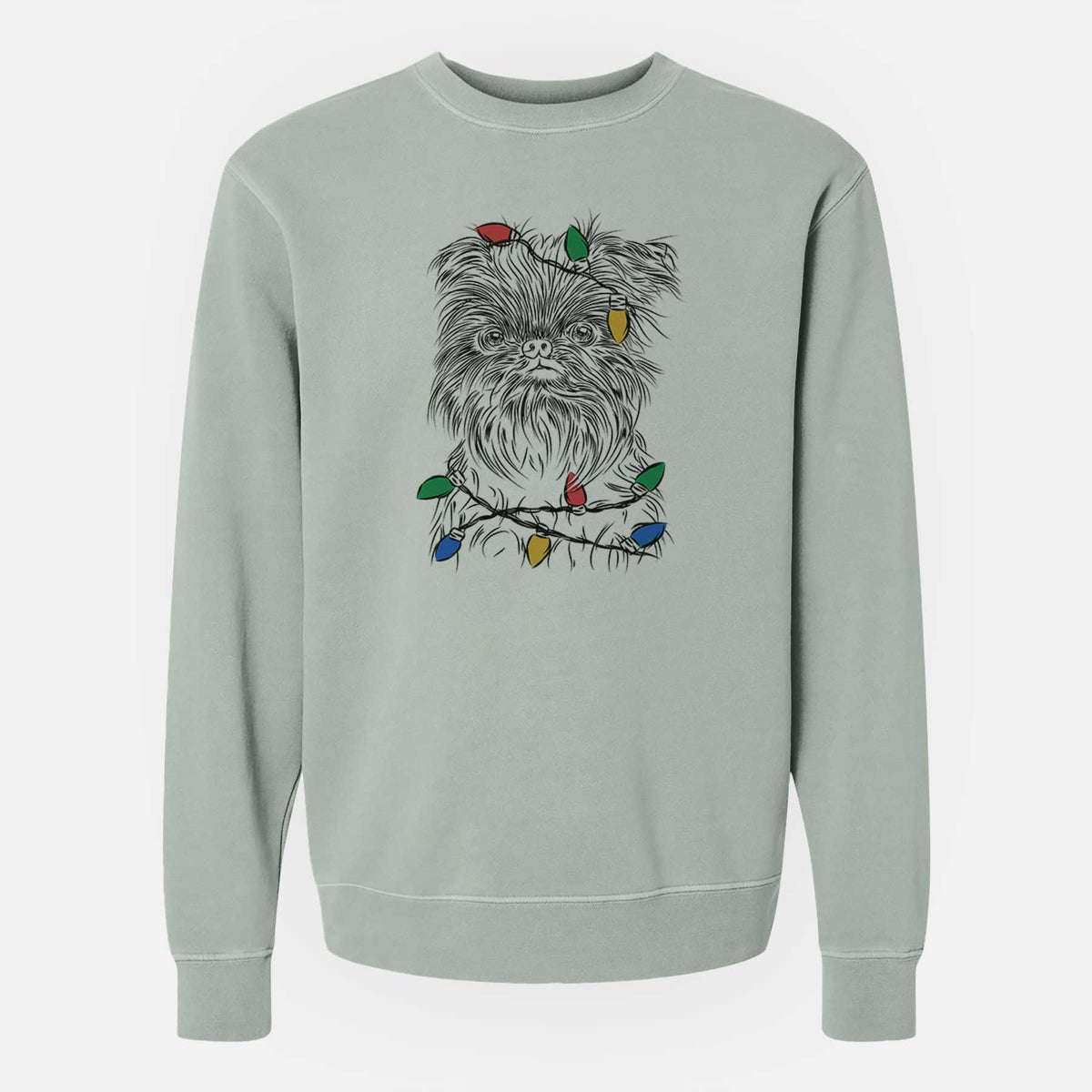 Christmas Lights Alo the Brussels Griffon - Unisex Pigment Dyed Crew Sweatshirt