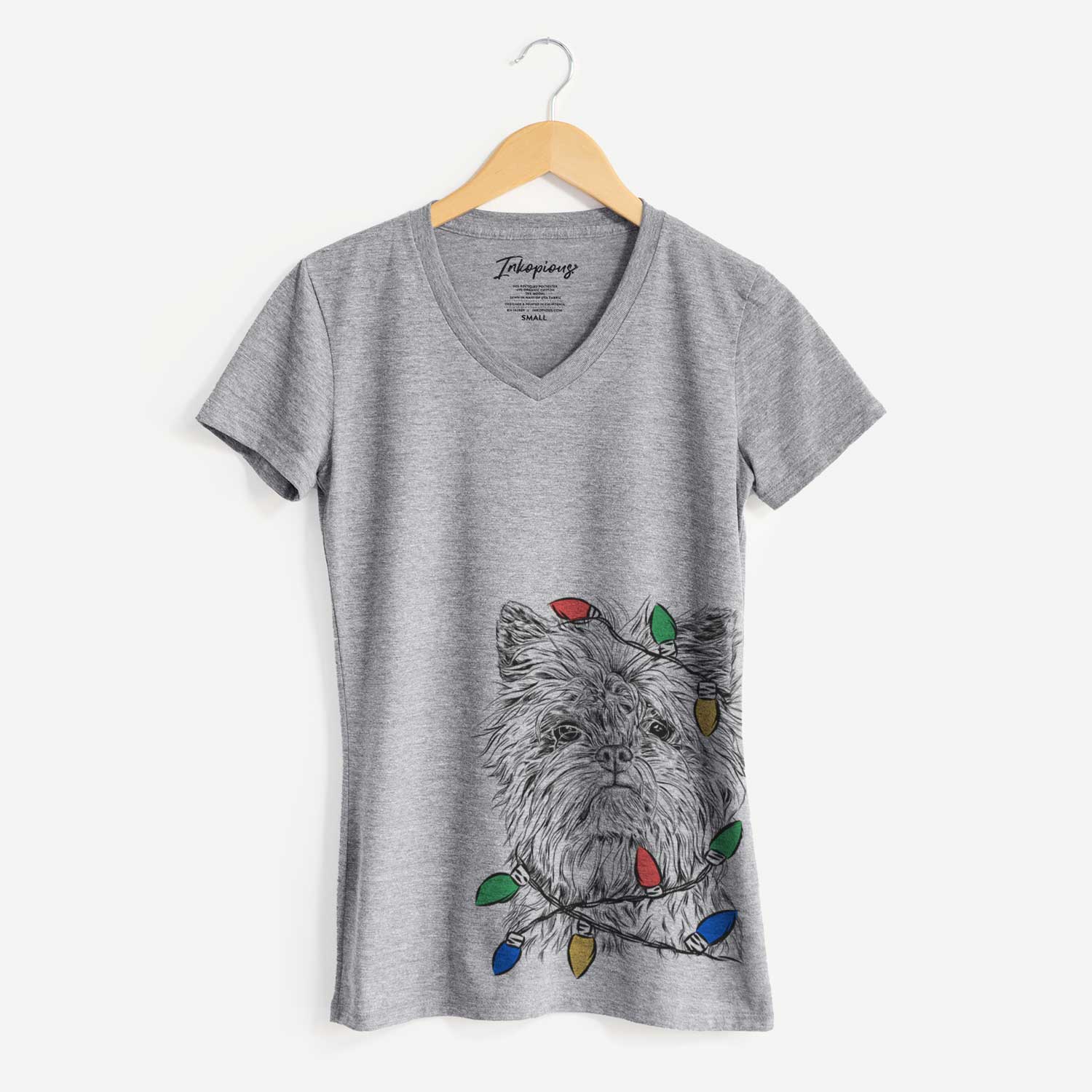 Christmas Lights Alvin the Affenpinscher - Women's V-neck Shirt