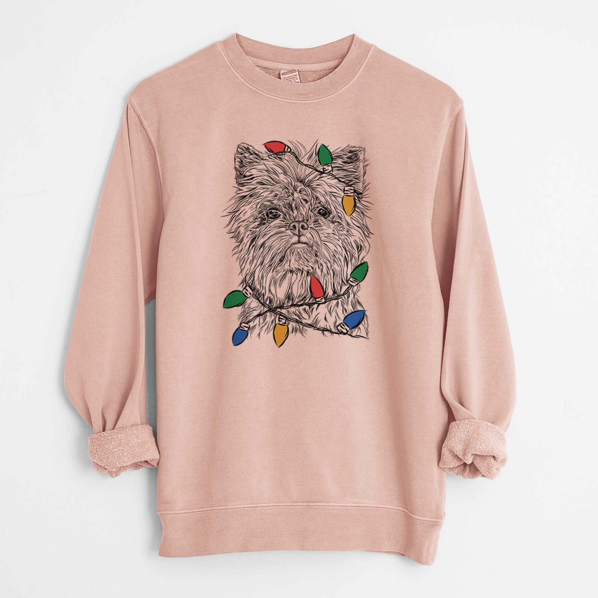 Christmas Lights Alvin the Affenpinscher - Unisex Pigment Dyed Crew Sweatshirt