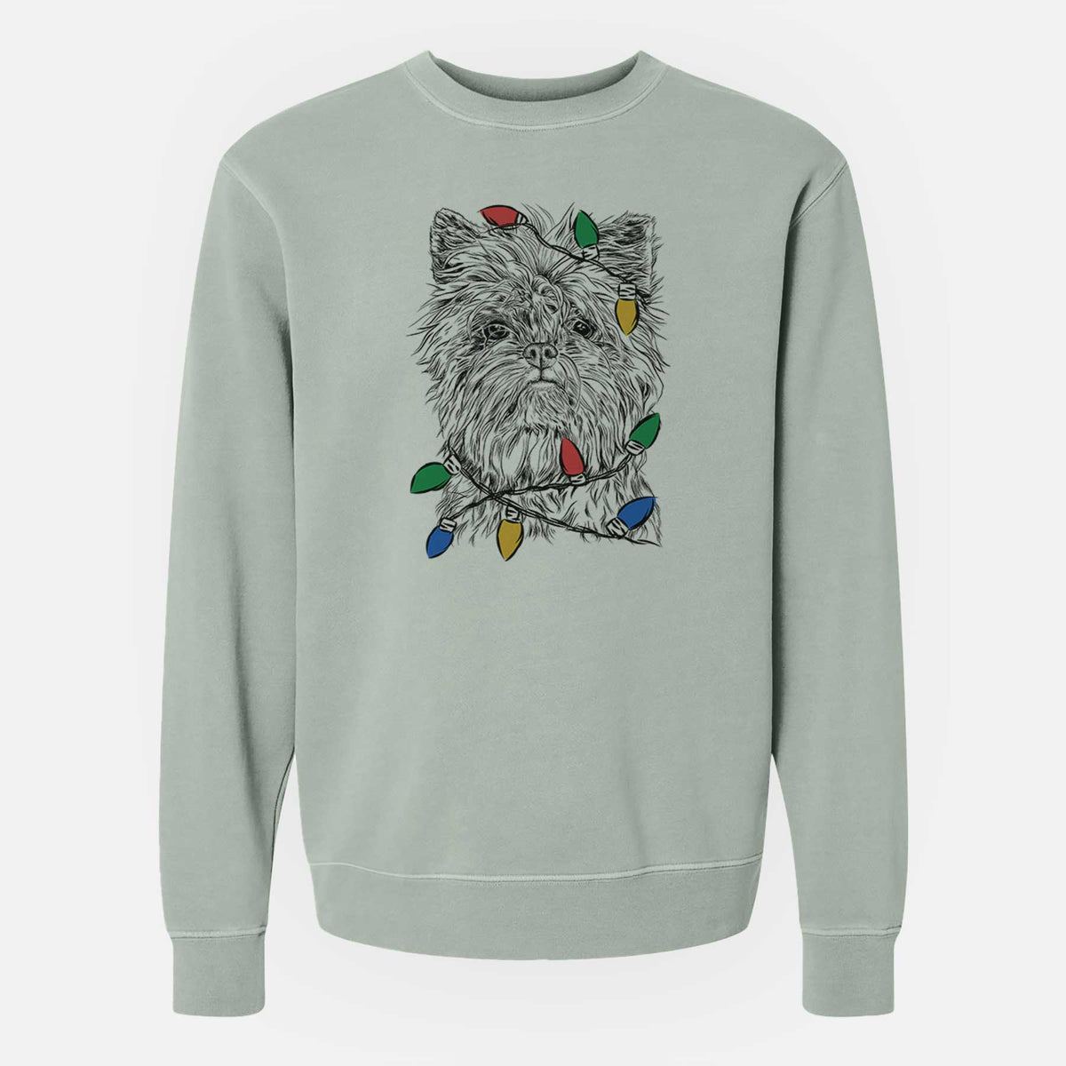 Christmas Lights Alvin the Affenpinscher - Unisex Pigment Dyed Crew Sweatshirt