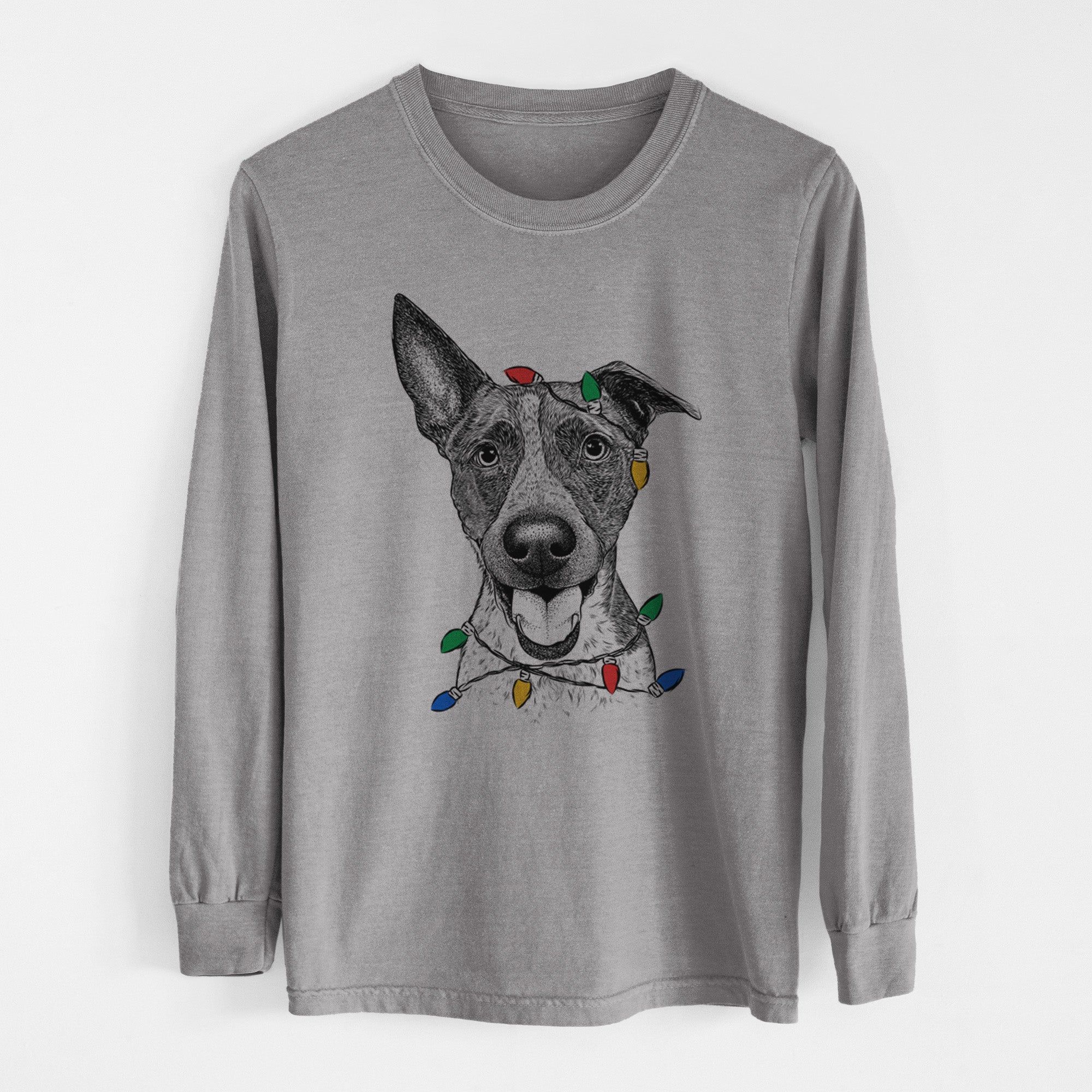 Christmas Lights Amigo the Heeler Mix - Heavyweight 100% Cotton Long Sleeve