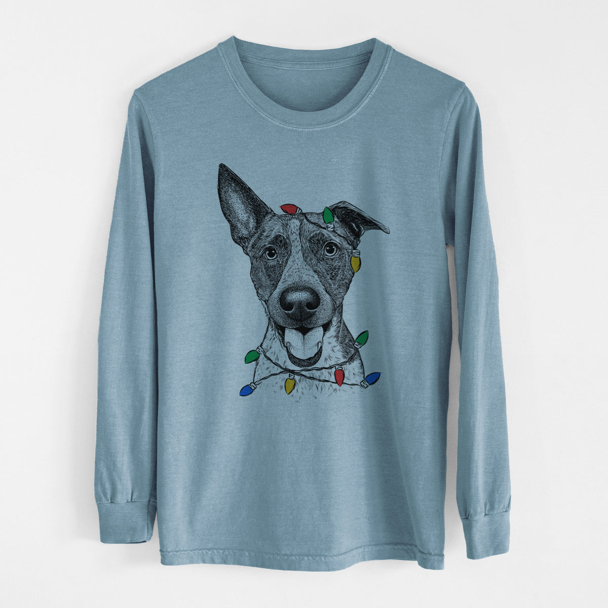 Christmas Lights Amigo the Heeler Mix - Heavyweight 100% Cotton Long Sleeve