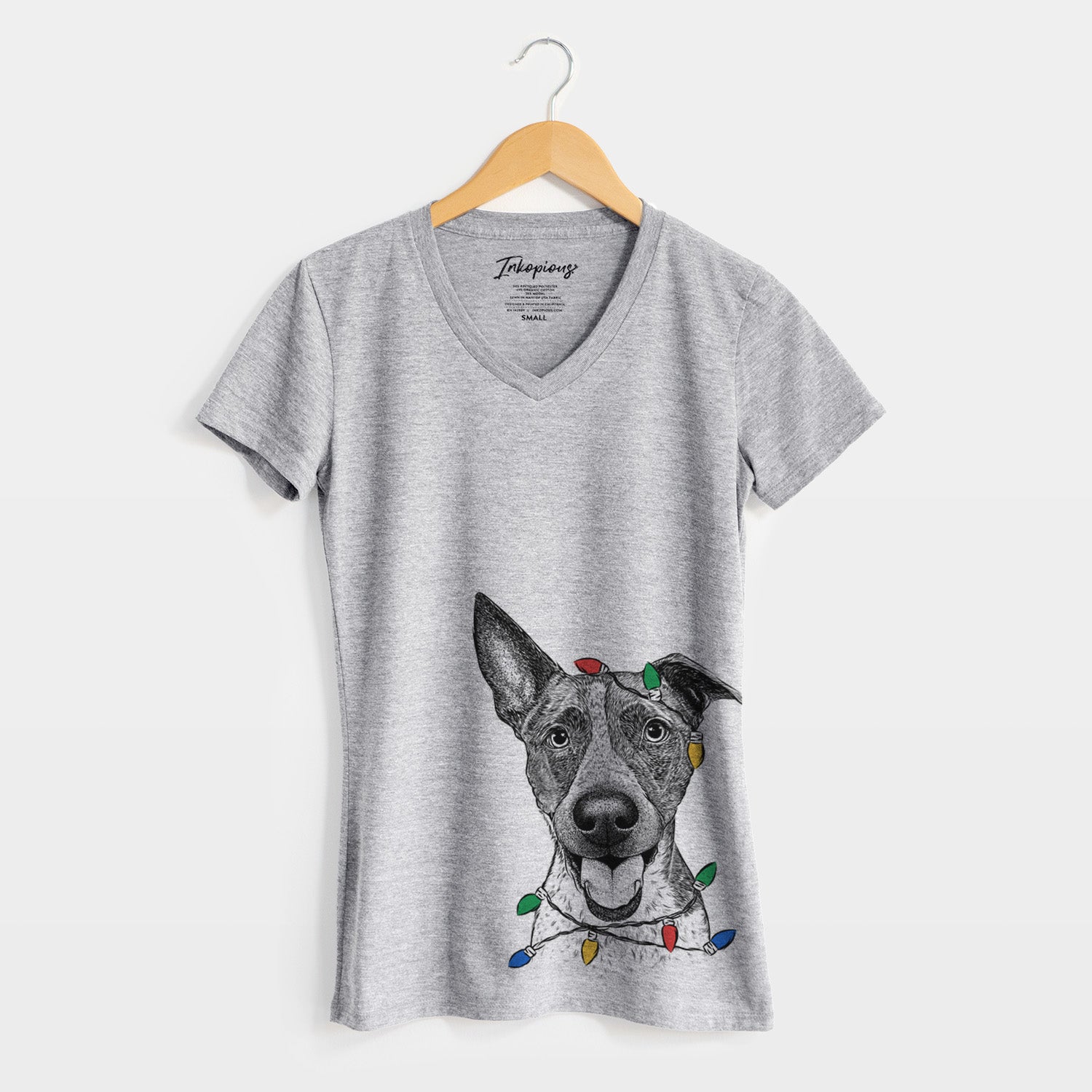 Christmas Lights Amigo the Heeler Mix - Women's Perfect V-neck Shirt