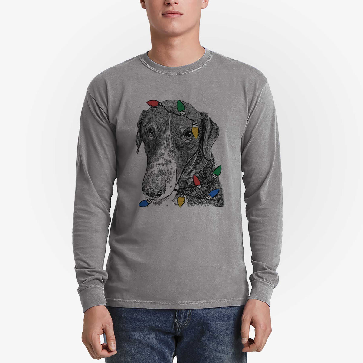 Christmas Lights Angel Orion the Mixed Breed - Heavyweight 100% Cotton Long Sleeve