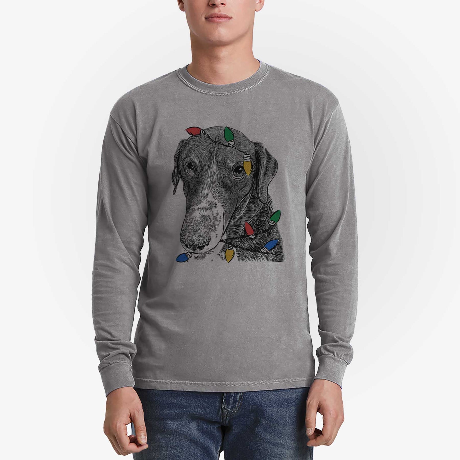 Christmas Lights Angel Orion the Mixed Breed - Heavyweight 100% Cotton Long Sleeve