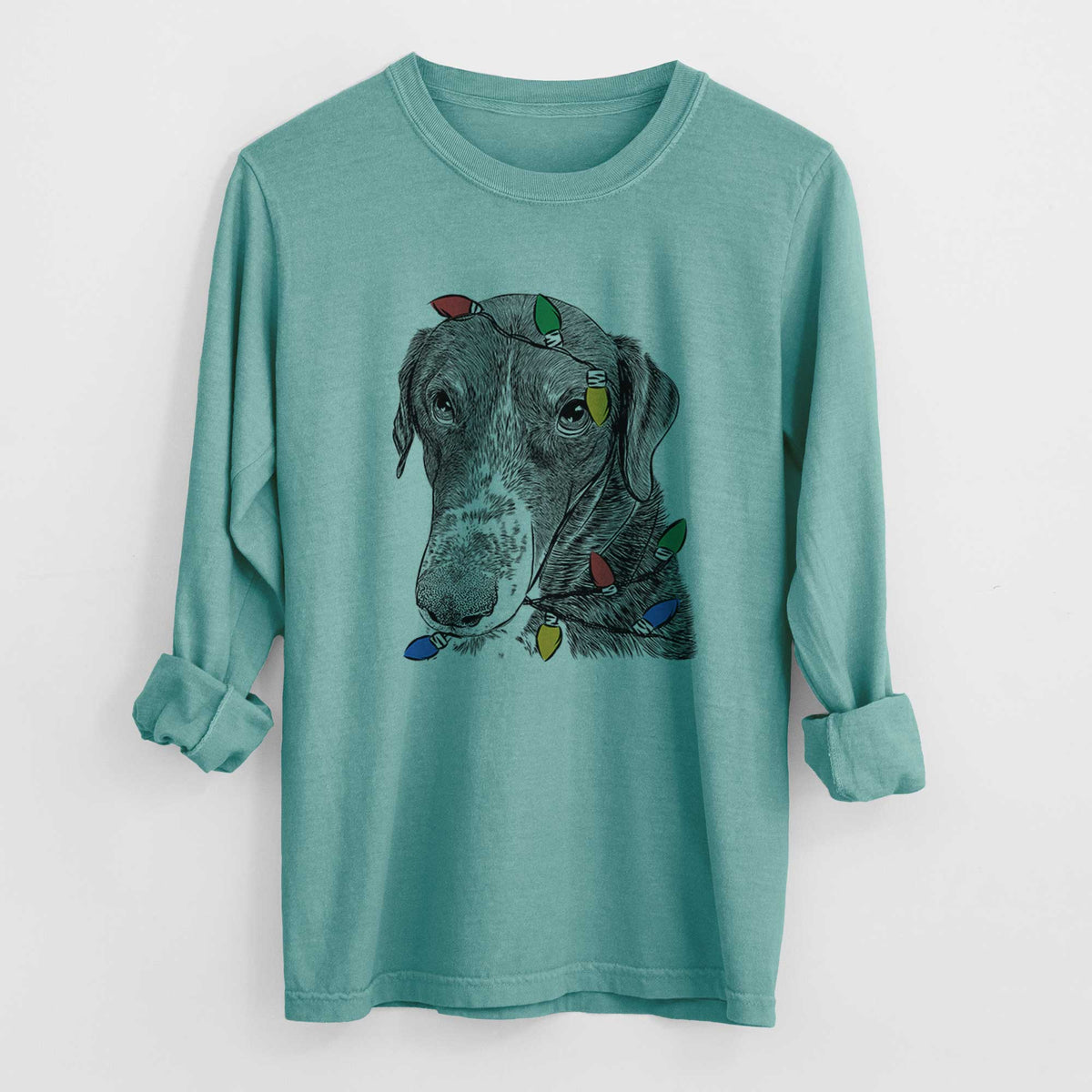 Christmas Lights Angel Orion the Mixed Breed - Heavyweight 100% Cotton Long Sleeve