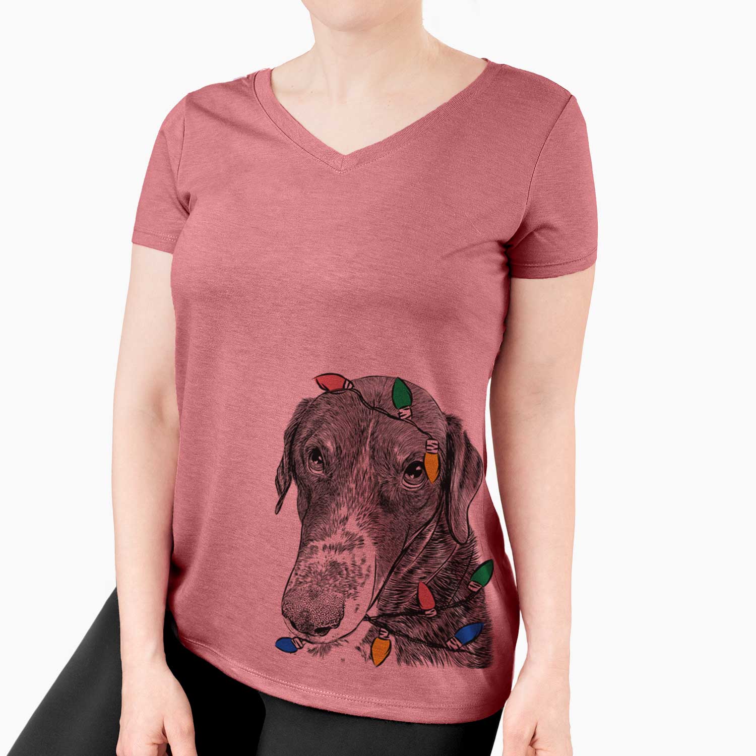 Christmas Lights Angel Orion the Mixed Breed - Women's V-neck Shirt