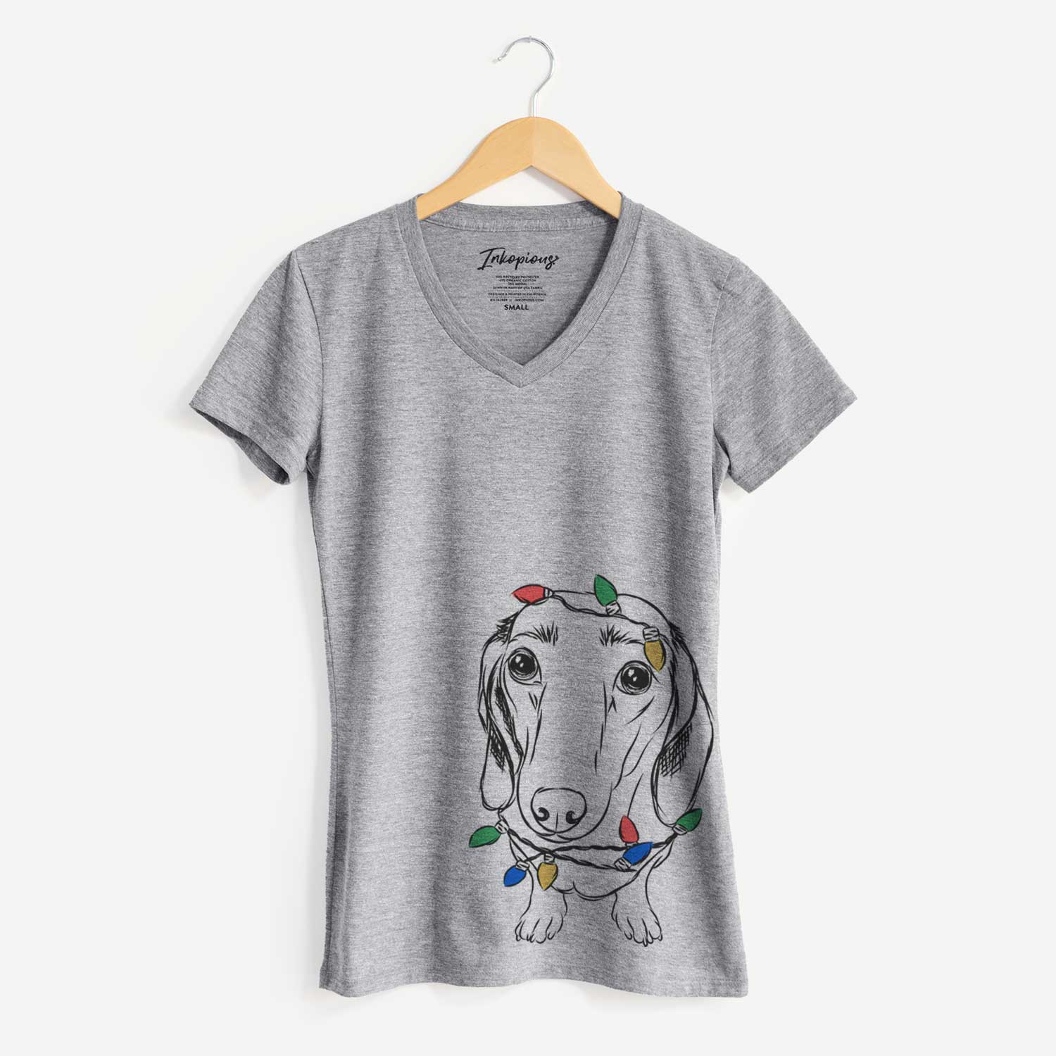 Christmas Lights Annabelle the Dachshund - Women's V-neck Shirt