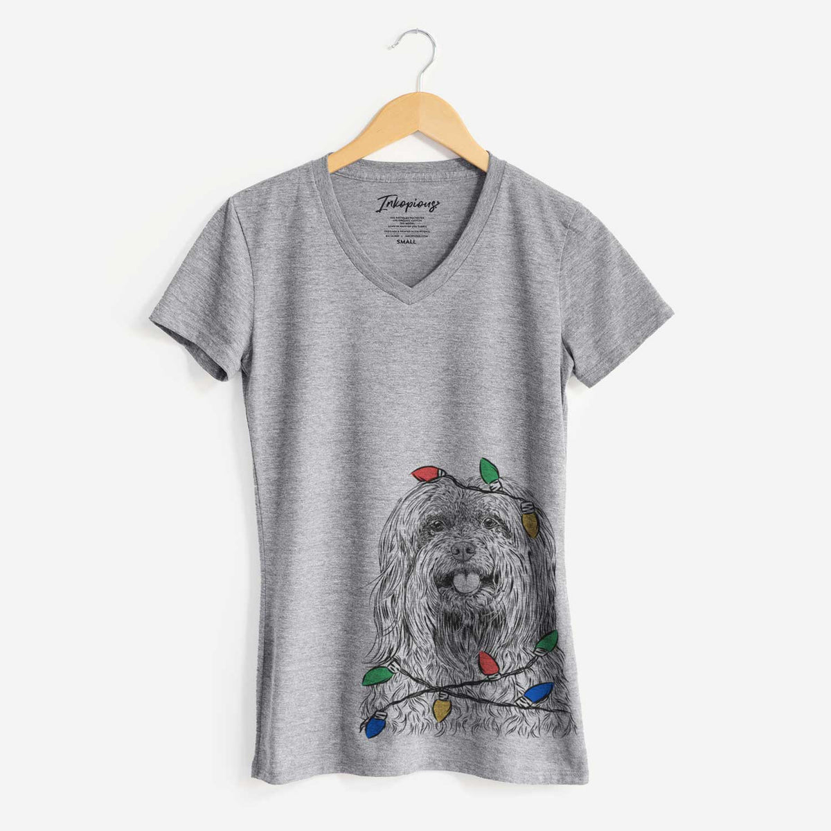 Christmas Lights Annie the Mixed Breed - Women's V-neck Shirt