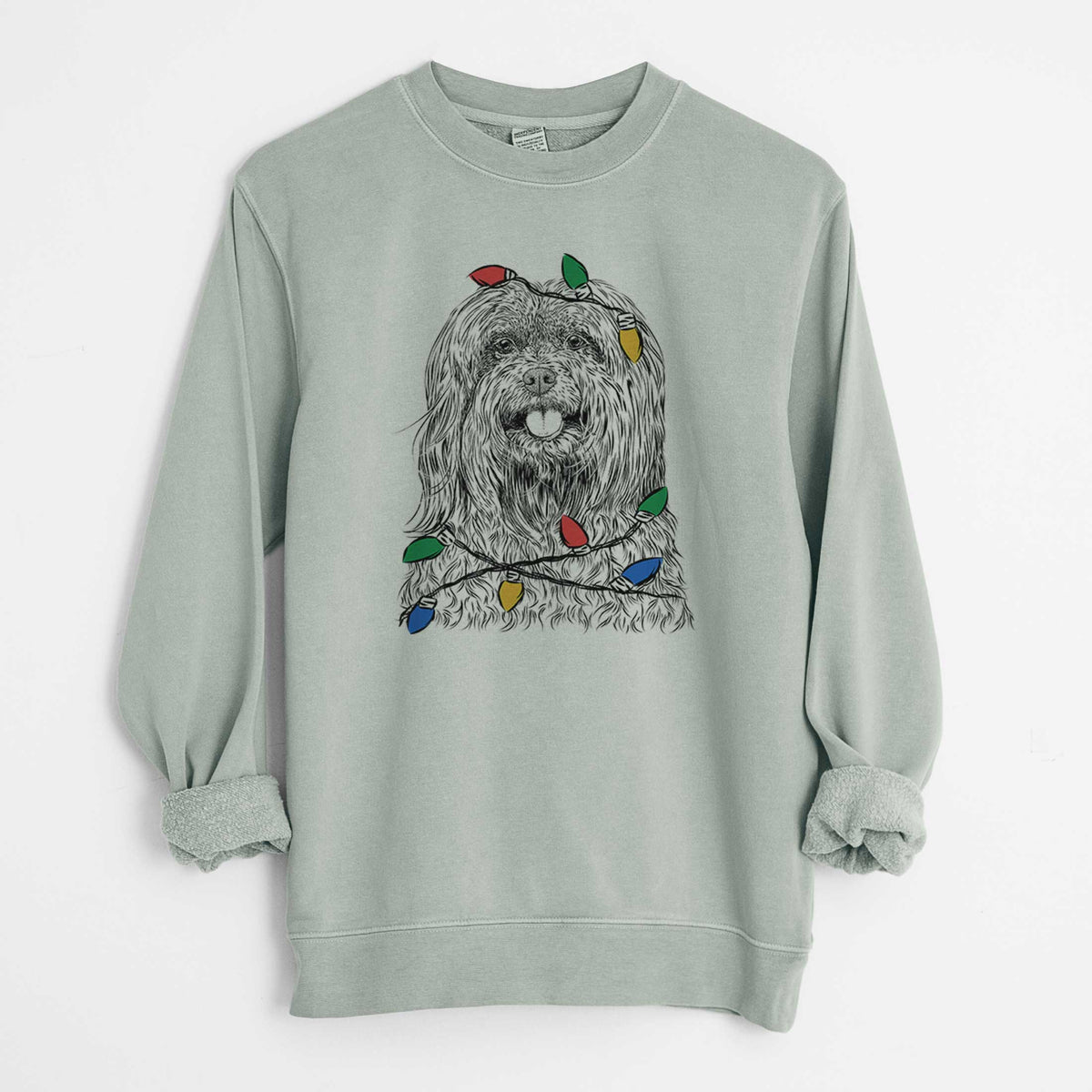 Christmas Lights Annie the Mixed Breed - Unisex Pigment Dyed Crew Sweatshirt
