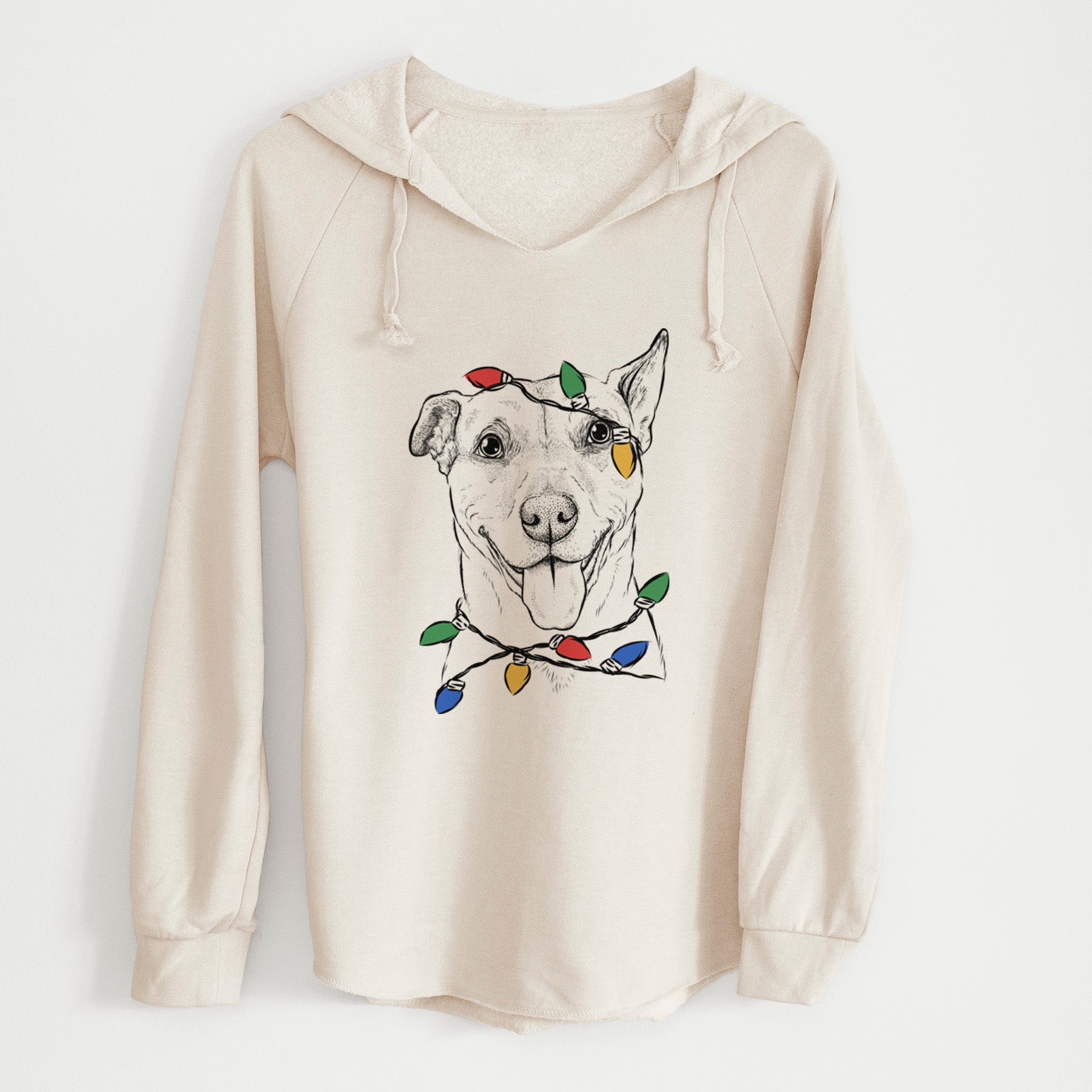 Christmas Lights Annie Belle the Pitbull Mix - Cali Wave Hooded Sweatshirt