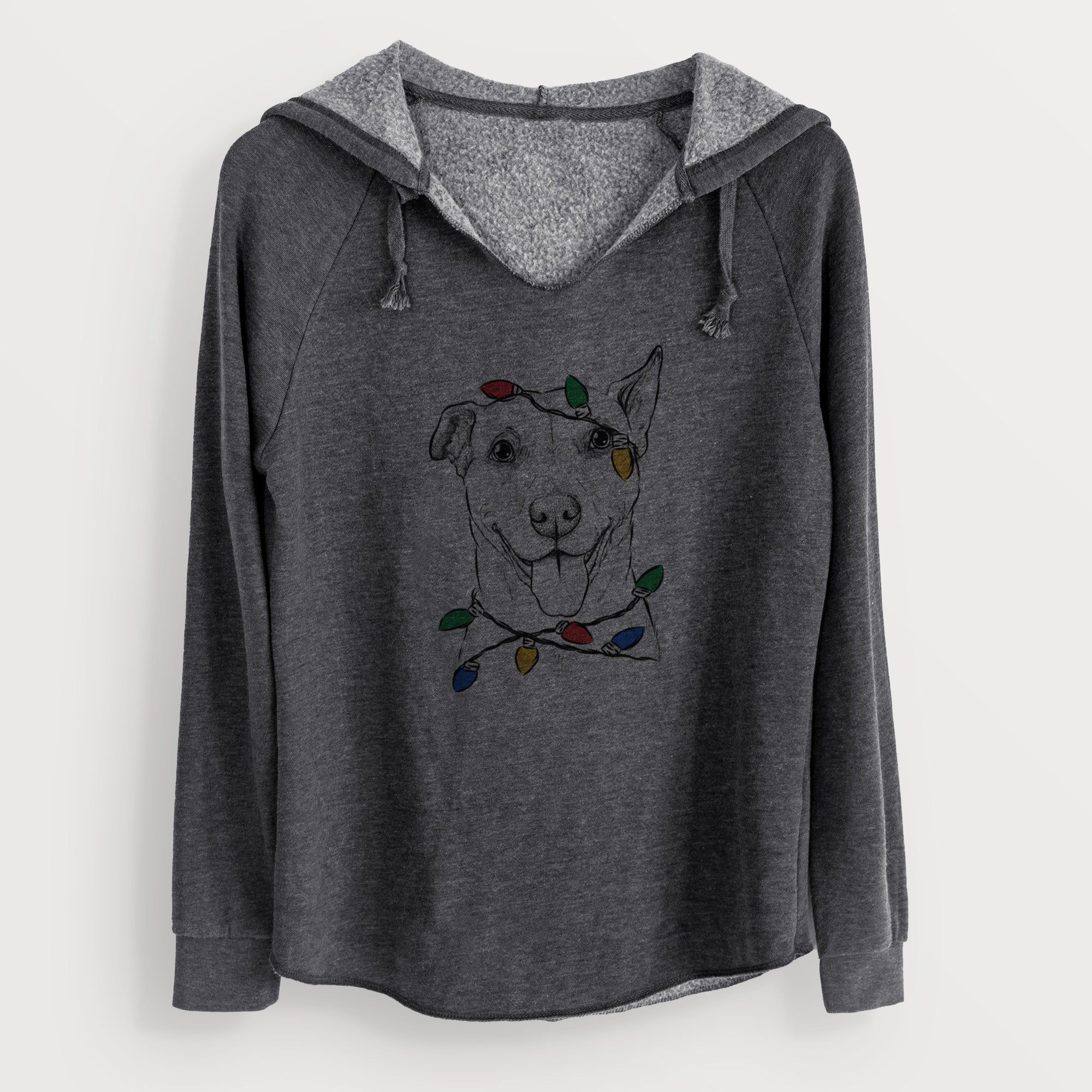 Christmas Lights Annie Belle the Pitbull Mix - Cali Wave Hooded Sweatshirt